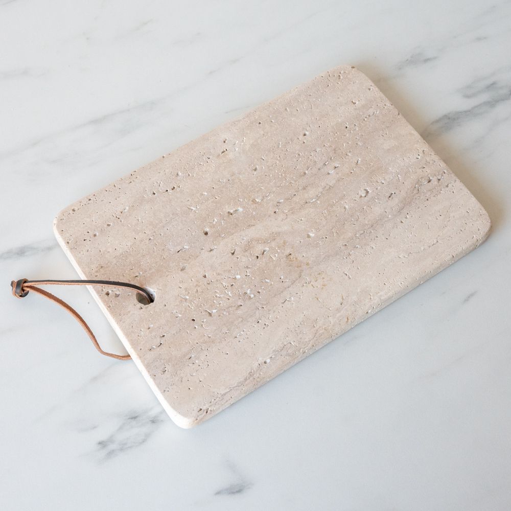 Travertine Cheese Board with Leather Tie cheese board Creative Co-op (DYA)