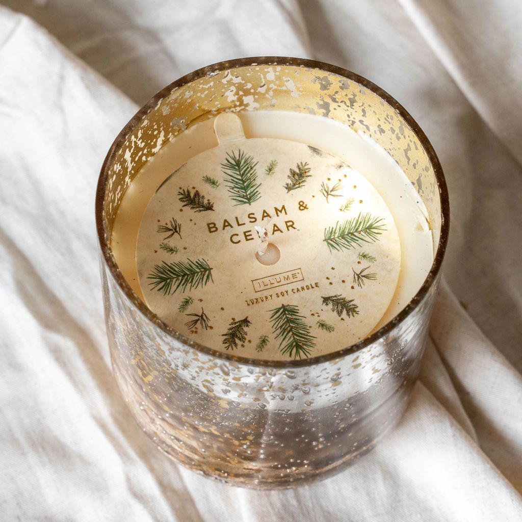 Metallic Finish Candle - Balsam & Cedar CHRISTMAS 2024 Creative Co-op (DYA)