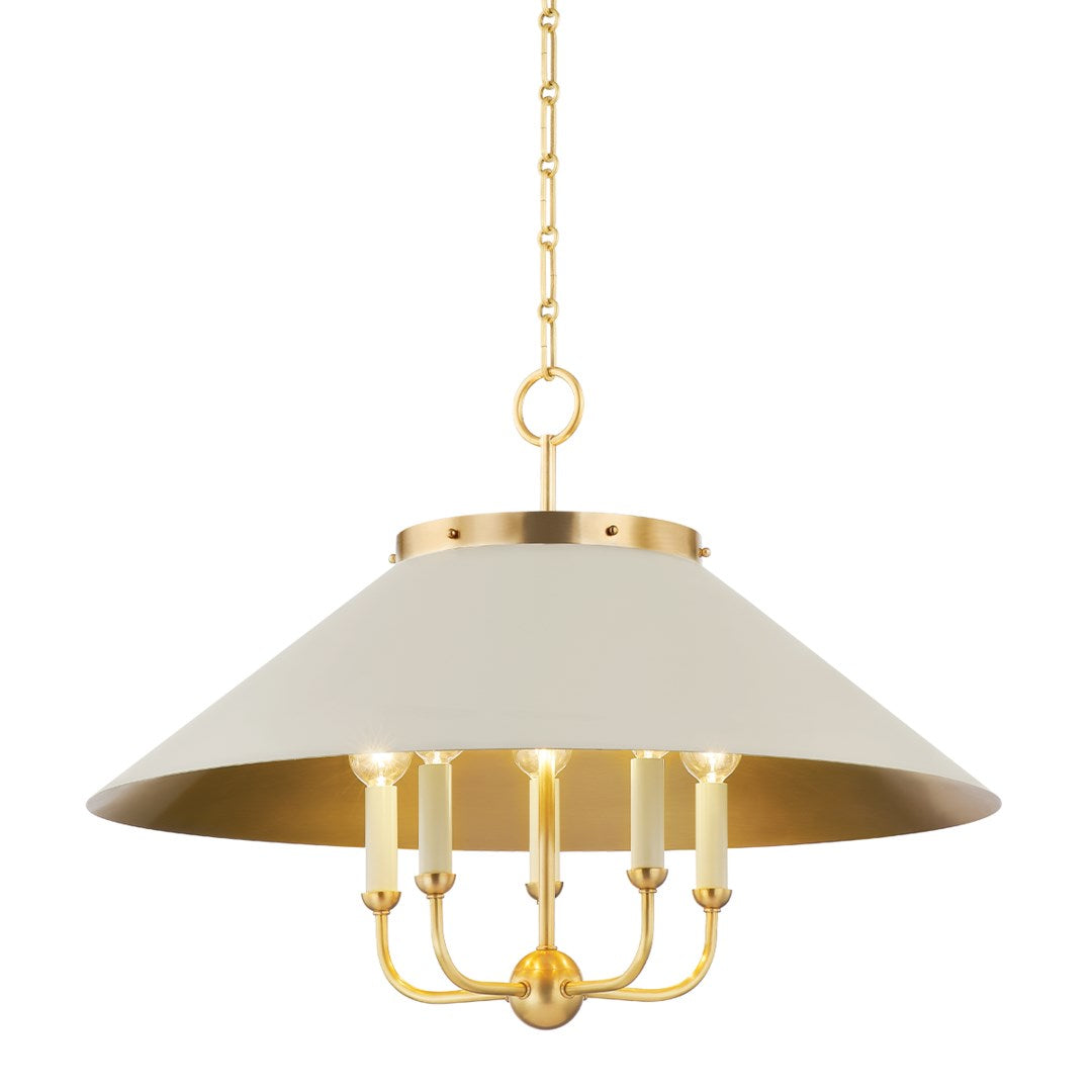 Clivedon Chandelier by Mark D. Sikes LIGHTING - chandelier Hudson Valley Lighting Aged Brass Off White