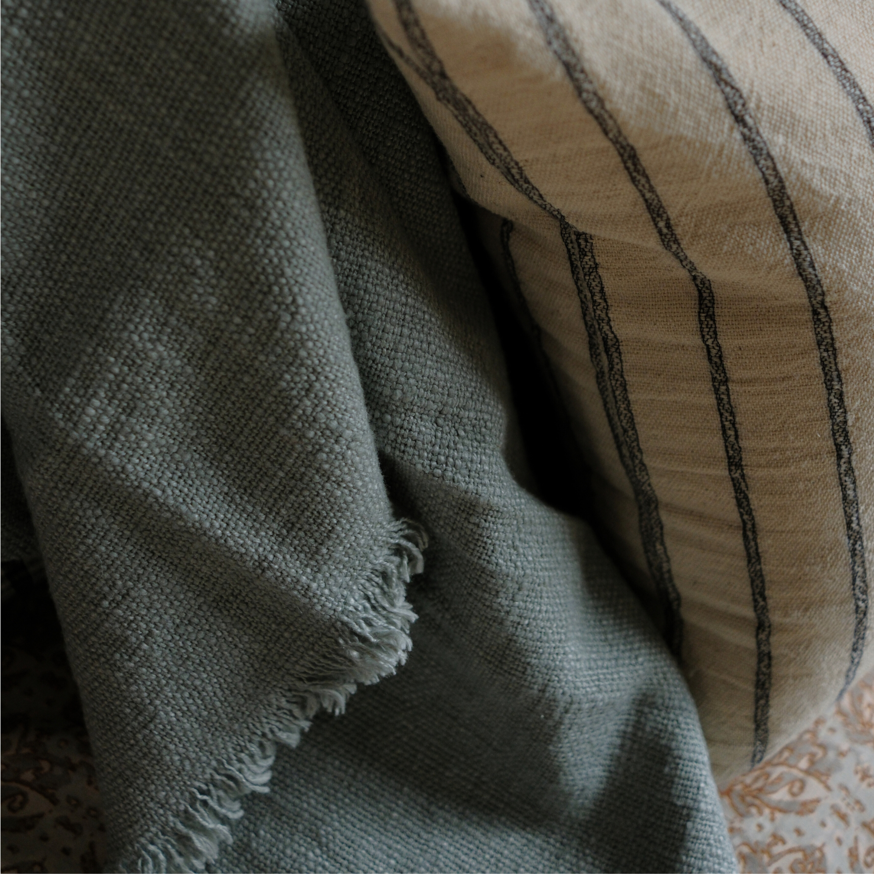 Double Sided Thai Simple Stripes Pillow Cover 1 - PILLOWS - Thai - neutral Rug & Weave Pillows
