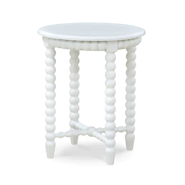 Chloe Round End Table 4 - a - FURNITURE - accent table - wood Bramble Architectural White