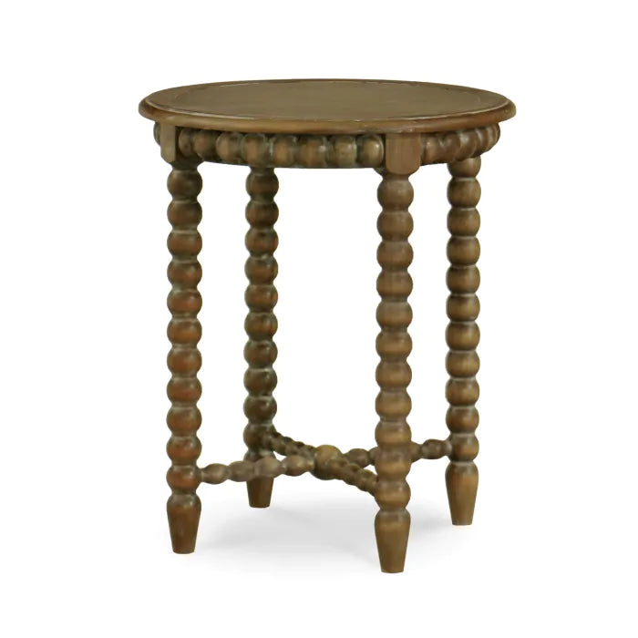 Chloe Round End Table 4 - a - FURNITURE - accent table - wood Bramble Straw Wash