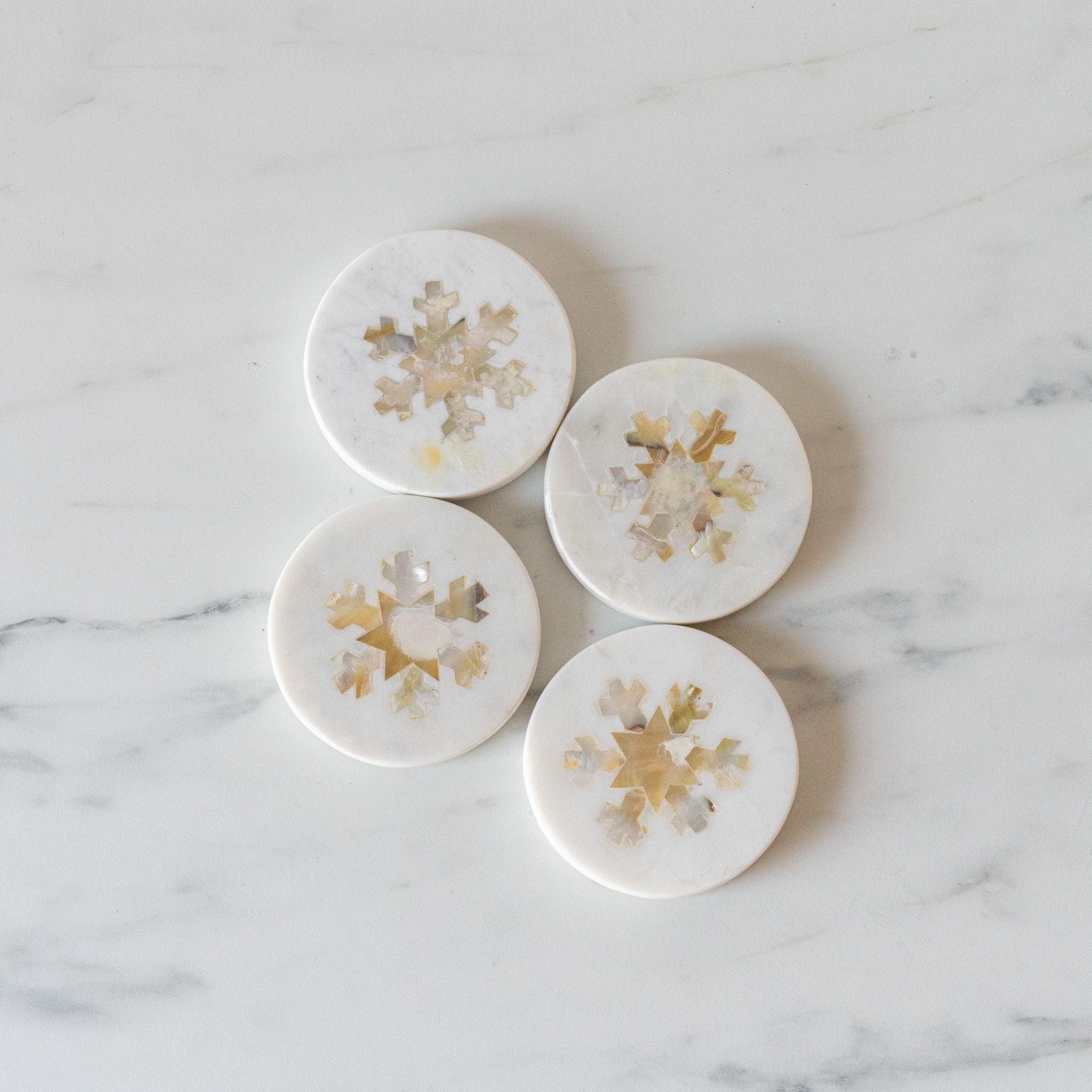 Marble & Mother of Pearl Coaster Set CHRISTMAS 2024 Creative Co-op (DYA)