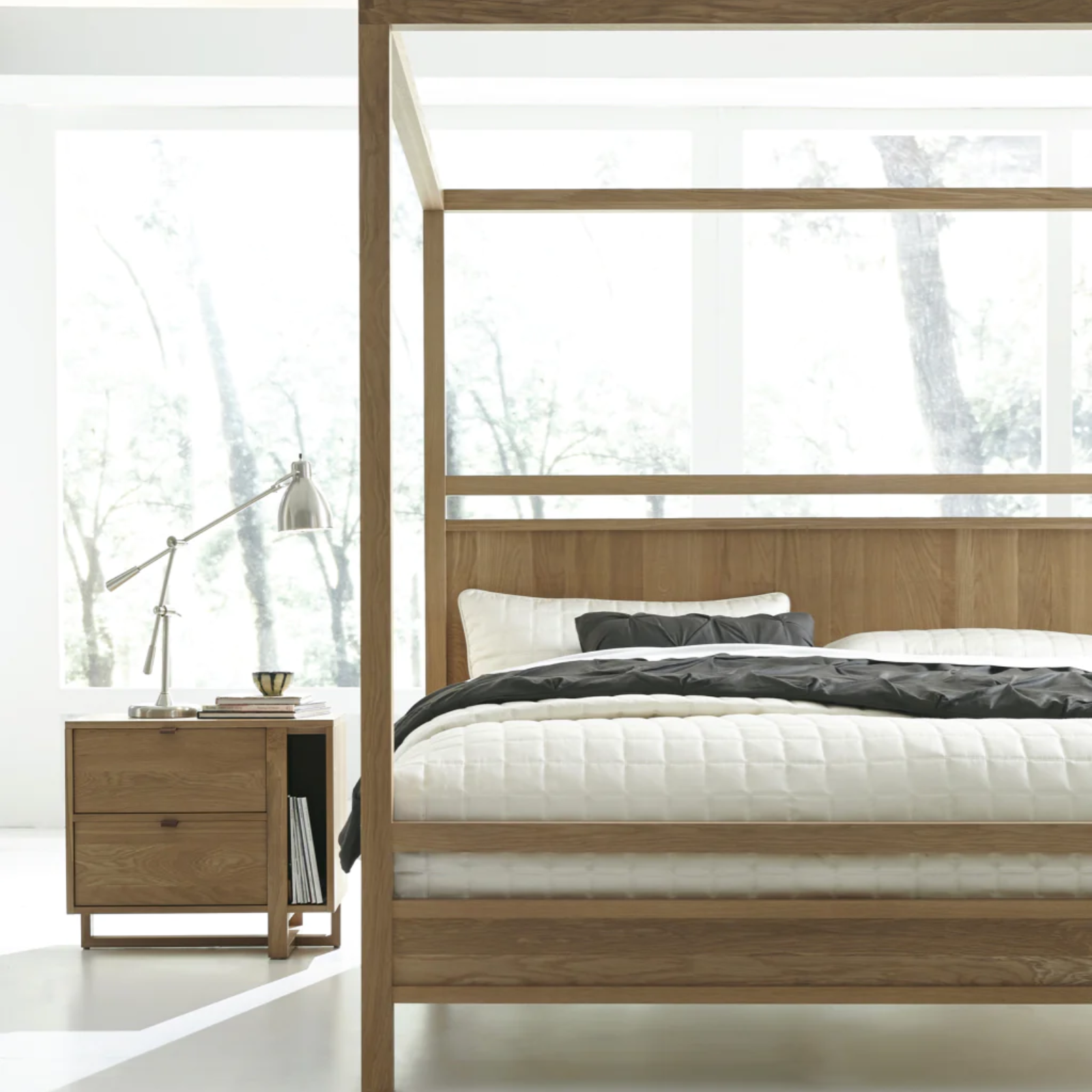 Folke Upholstered Canopy Bed - Boxter Grey 13 - FURNITURE - bed West Bros Furniture