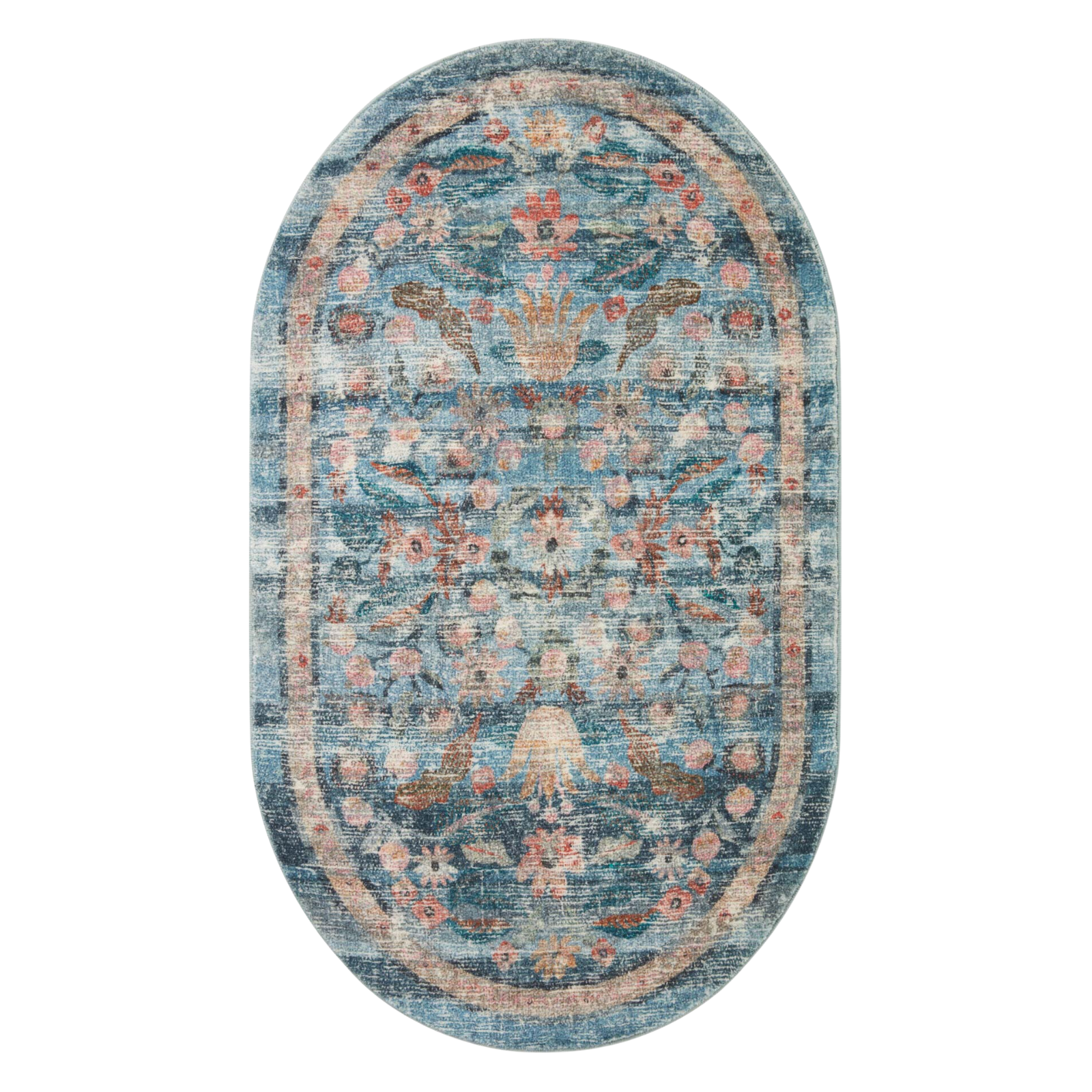 Rifle Paper Co. x Loloi Courtyard Eve Blue Rug 3-patterned rugs Loloi