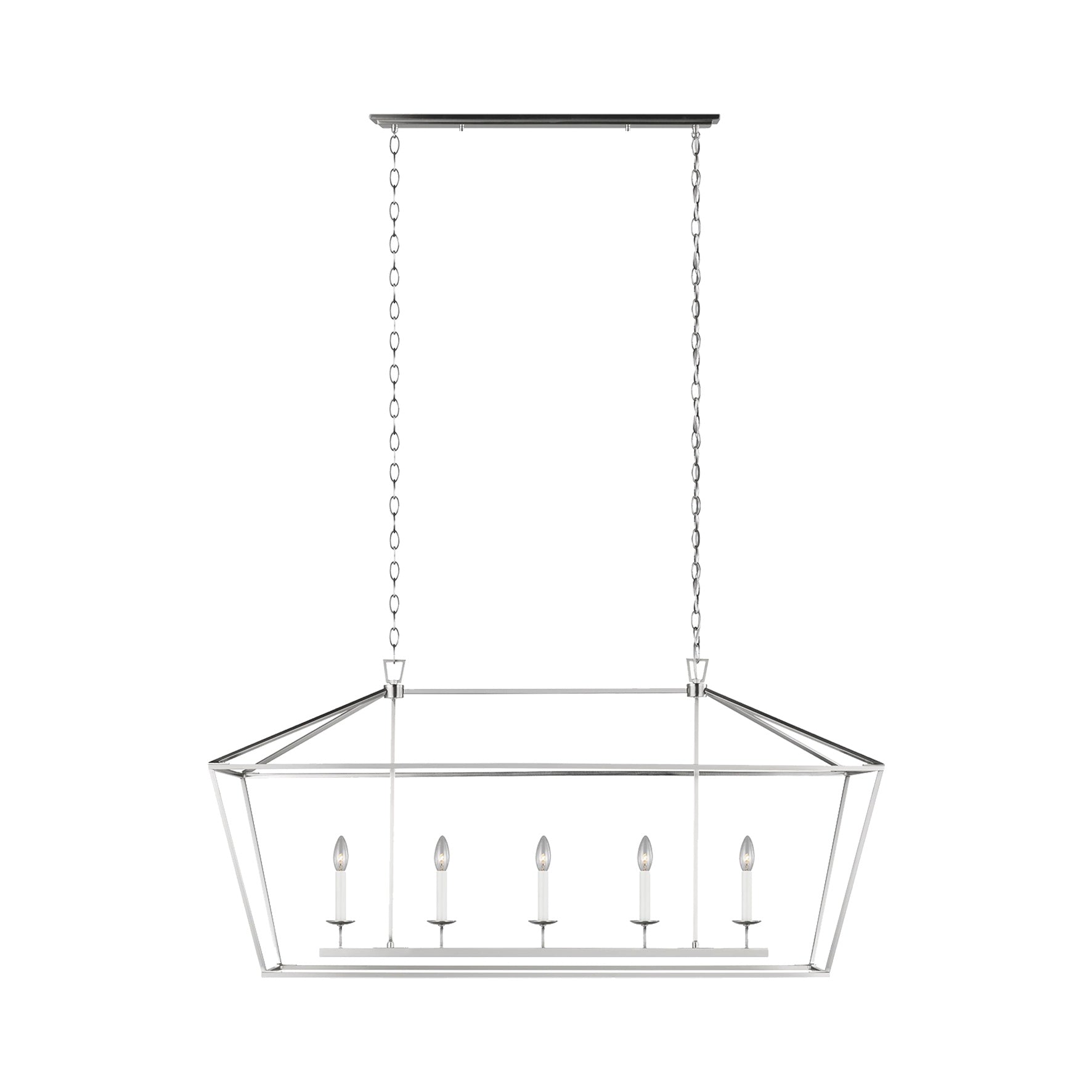 Dianna Five Light Medium Linear Chandelier LIGHTING - chandelier Visual Comfort Brushed Nickel