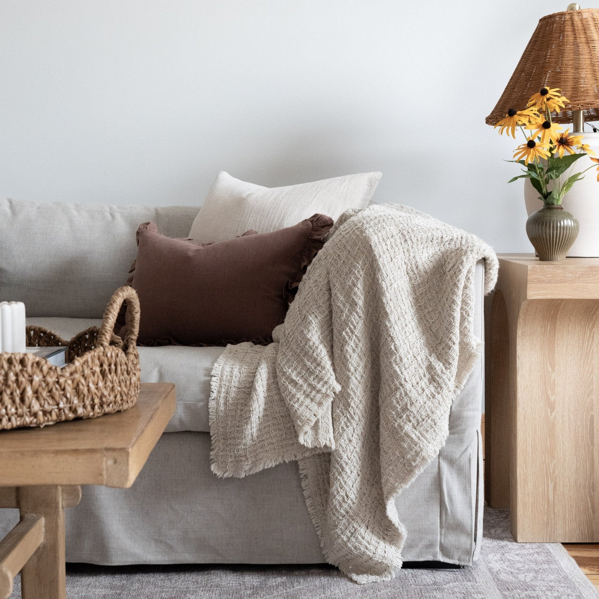 Cocoa Ruffle Pillow Cover 2 - PILLOWS - linen - warm Rug & Weave Pillows