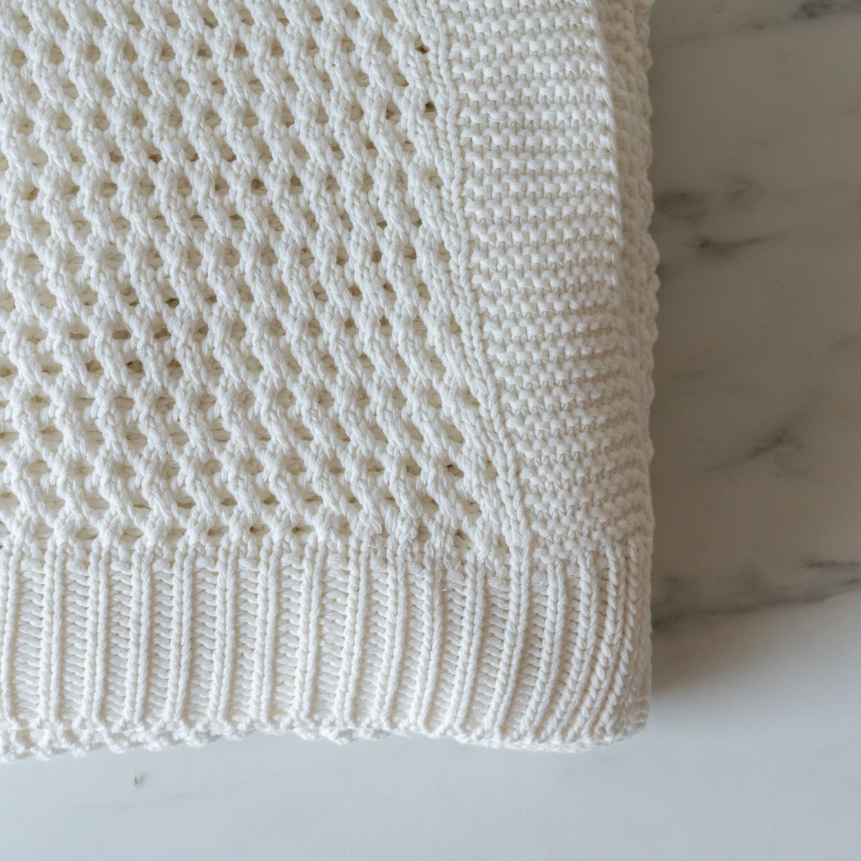 White Honeycomb Knit Throw Blanket blanket Indaba