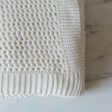 White Honeycomb Knit Throw Blanket blanket Indaba