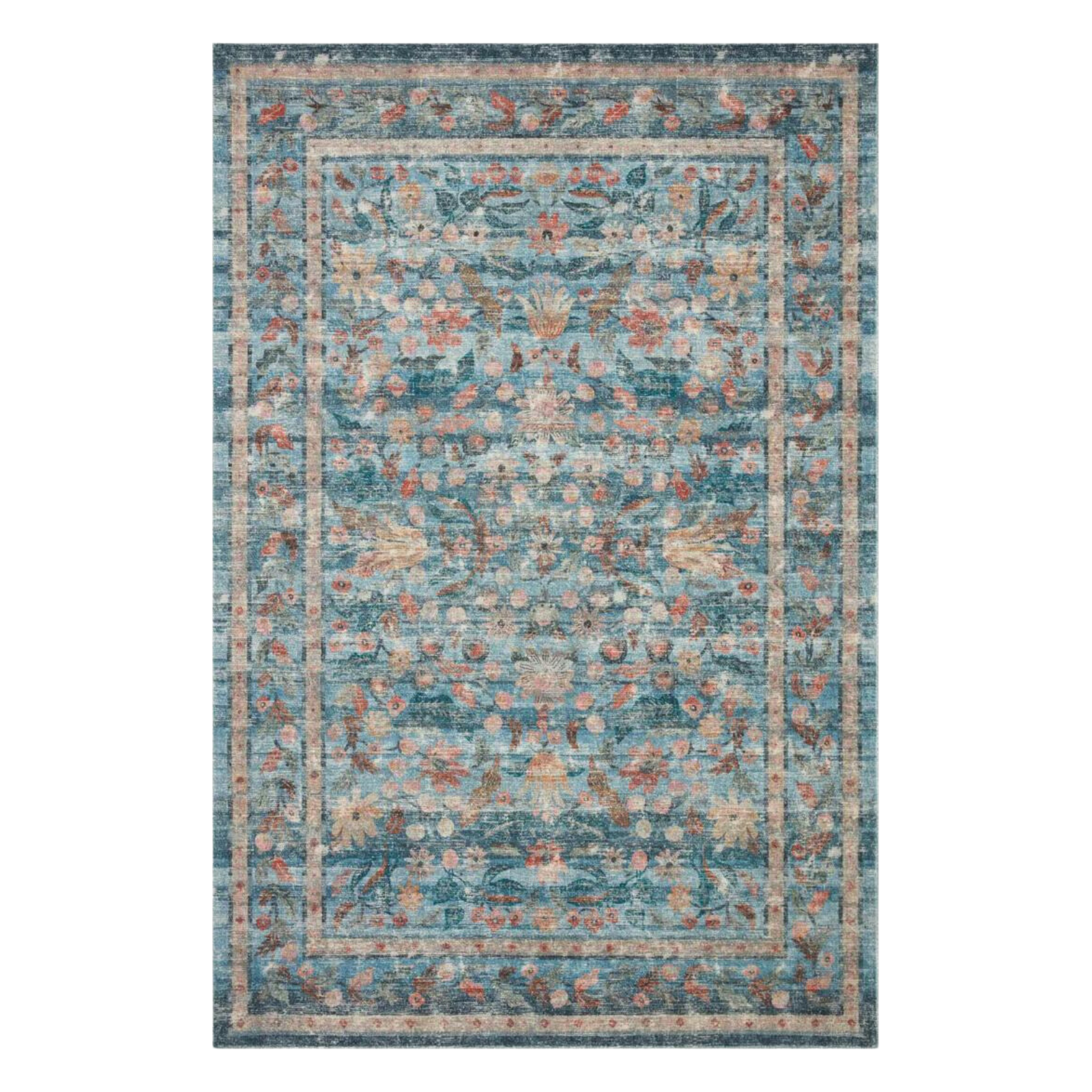 Rifle Paper Co. x Loloi Courtyard Eve Blue Rug 3-patterned rugs Loloi