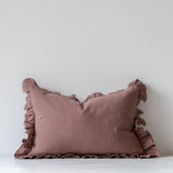 Cocoa Ruffle Pillow Cover 2 - PILLOWS - linen - warm Rug & Weave Pillows