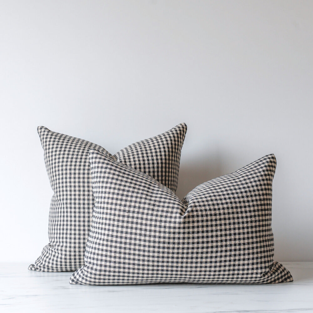 Aspen Gingham Pillow Cover 1 - PILLOWS - linen - neutral Rug & Weave Pillows