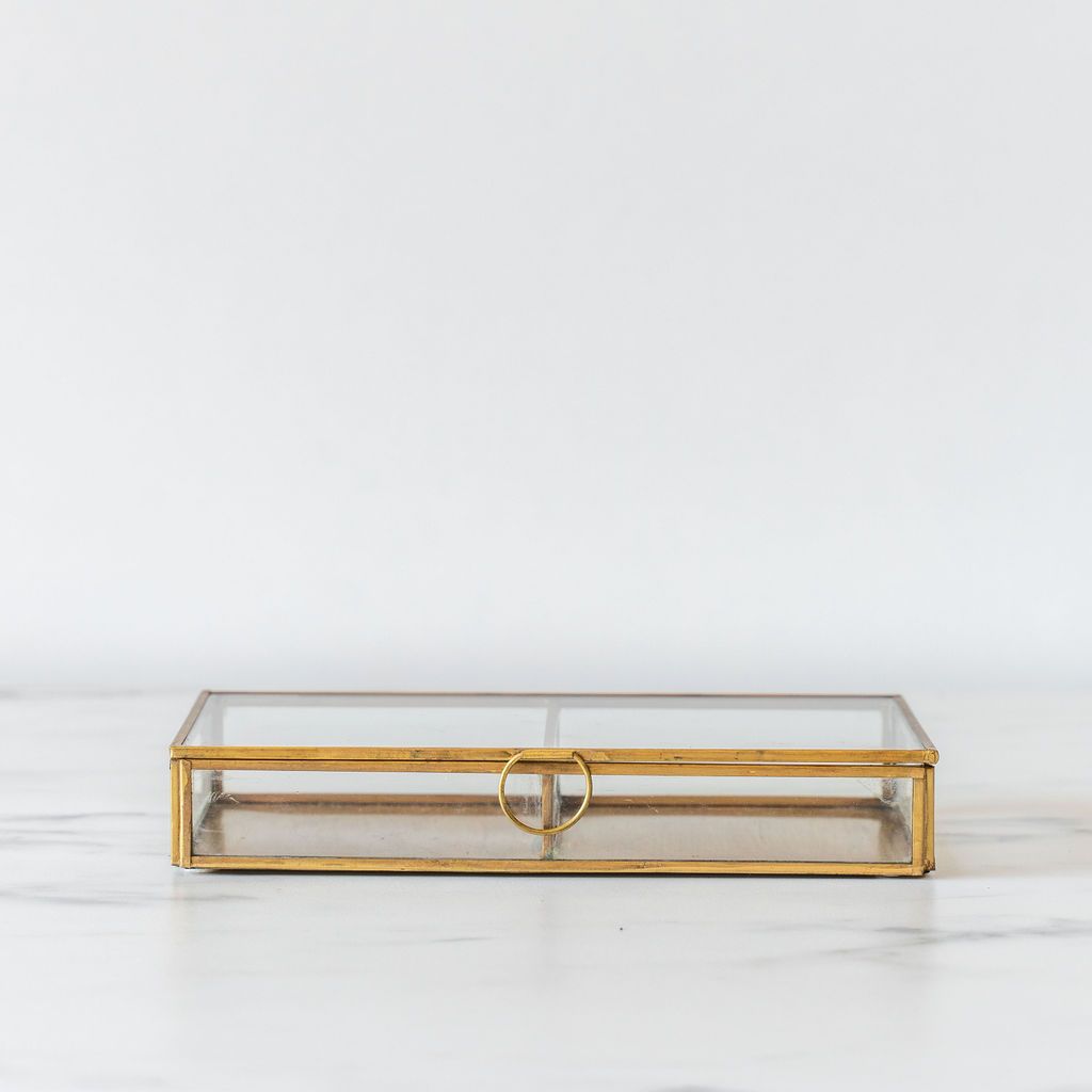 Glass & Brass Display Box decorative box Creative Co-op (DYA)