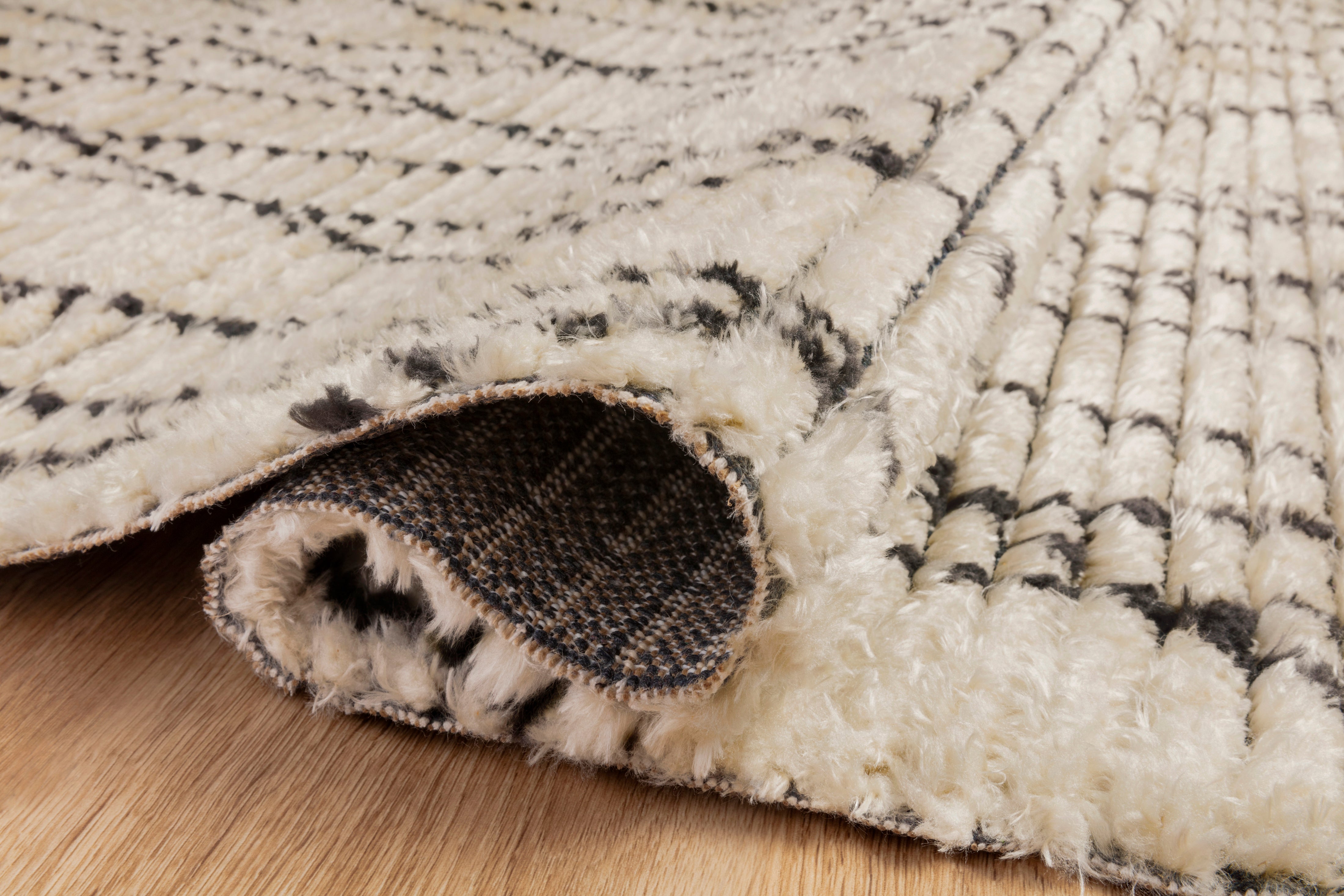 Chris Loves Julia x Loloi Alice Cream / Charcoal Crosshatch Rug RUGS - patterned Loloi