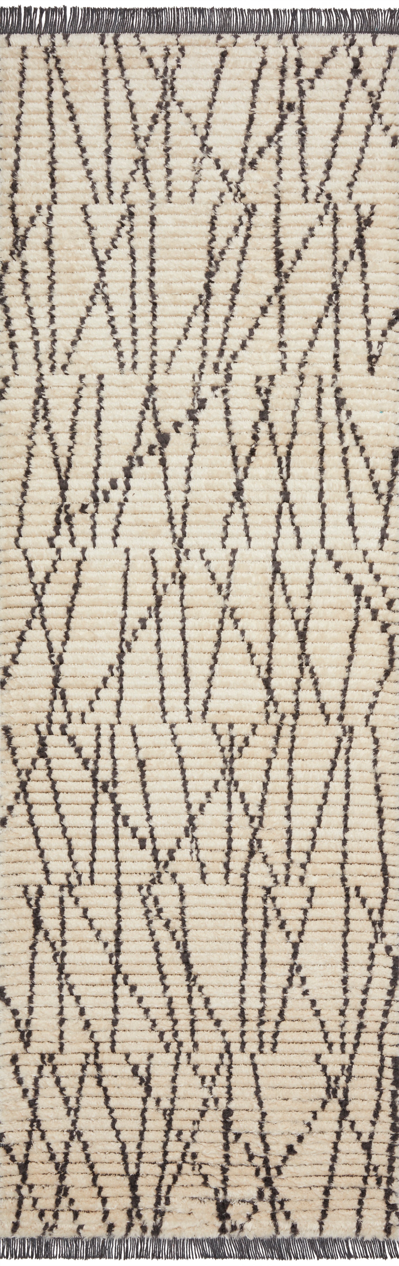 Chris Loves Julia x Loloi Alice Cream / Charcoal Crosshatch Rug RUGS - patterned Loloi