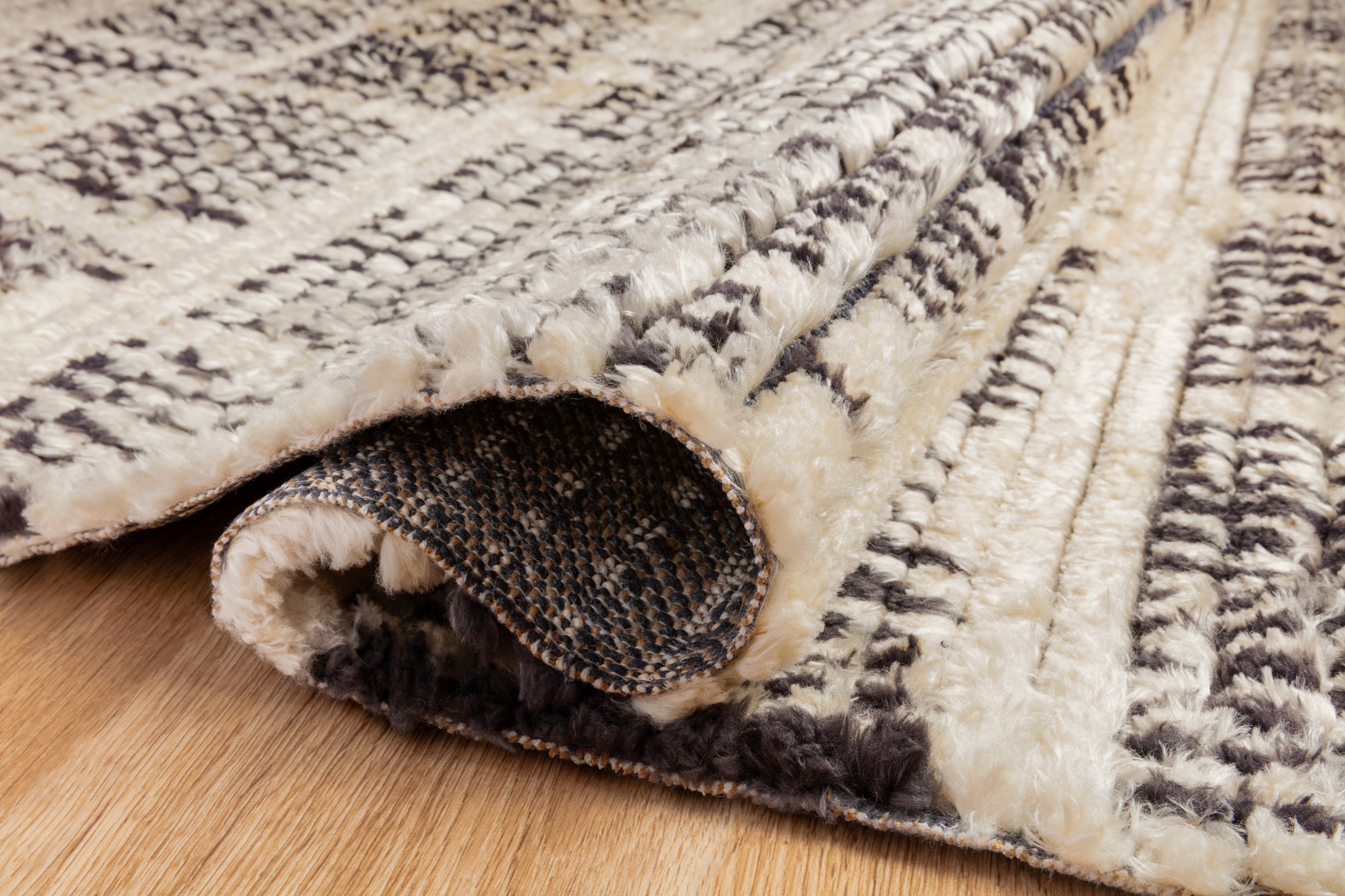 Chris Loves Julia x Loloi Alice Cream / Charcoal Etched Brick Rug RUGS - patterned Loloi