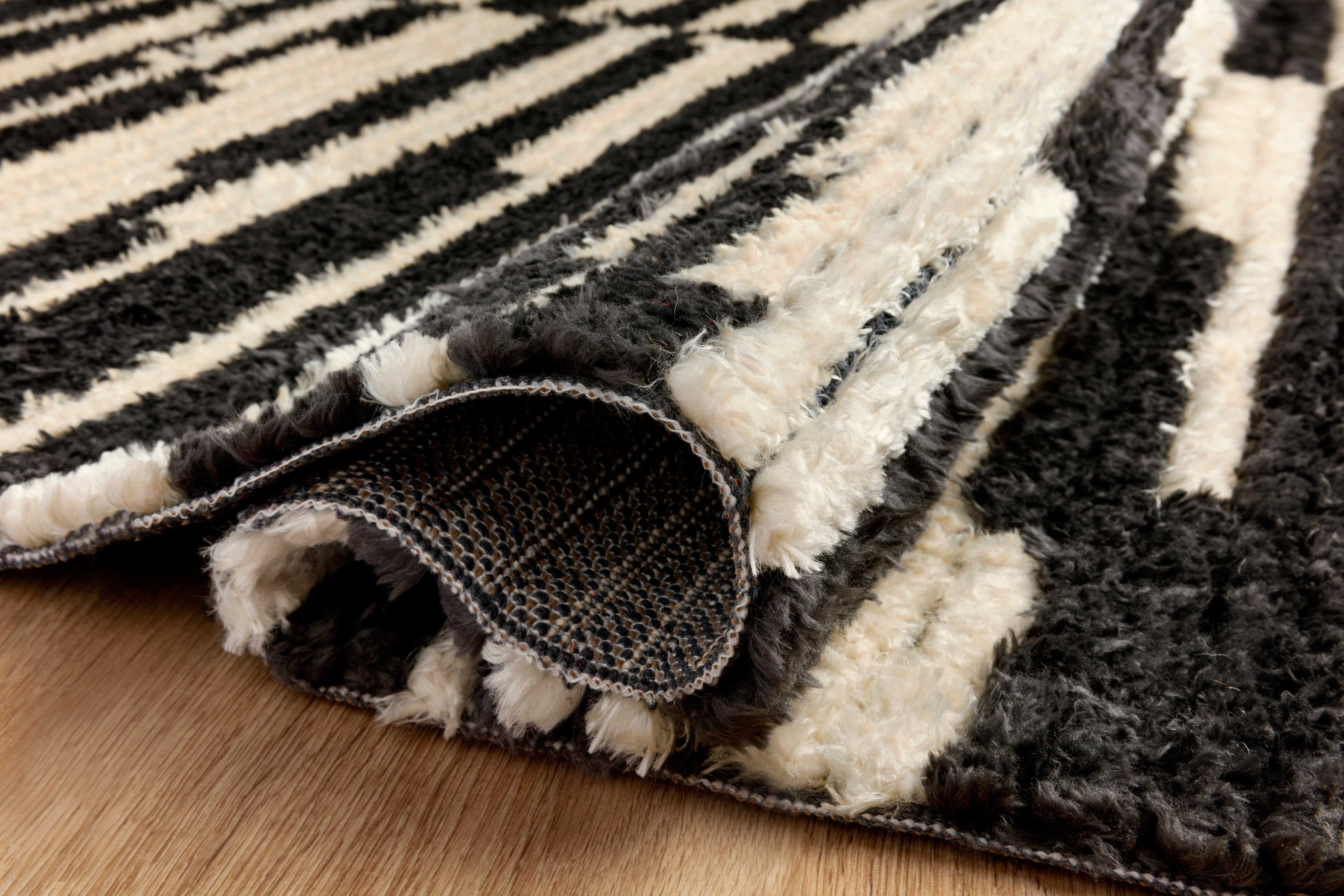 Chris Loves Julia x Loloi Alice Cream / Charcoal Stripes Rug RUGS - patterned Loloi