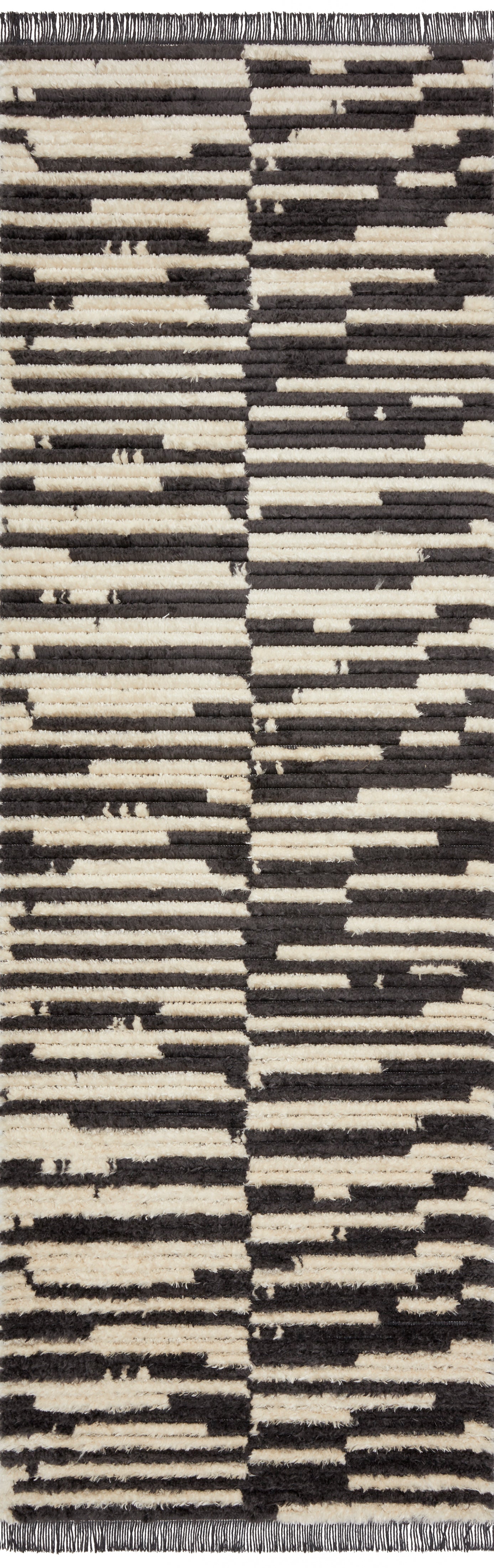 Chris Loves Julia x Loloi Alice Cream / Charcoal Stripes Rug RUGS - patterned Loloi