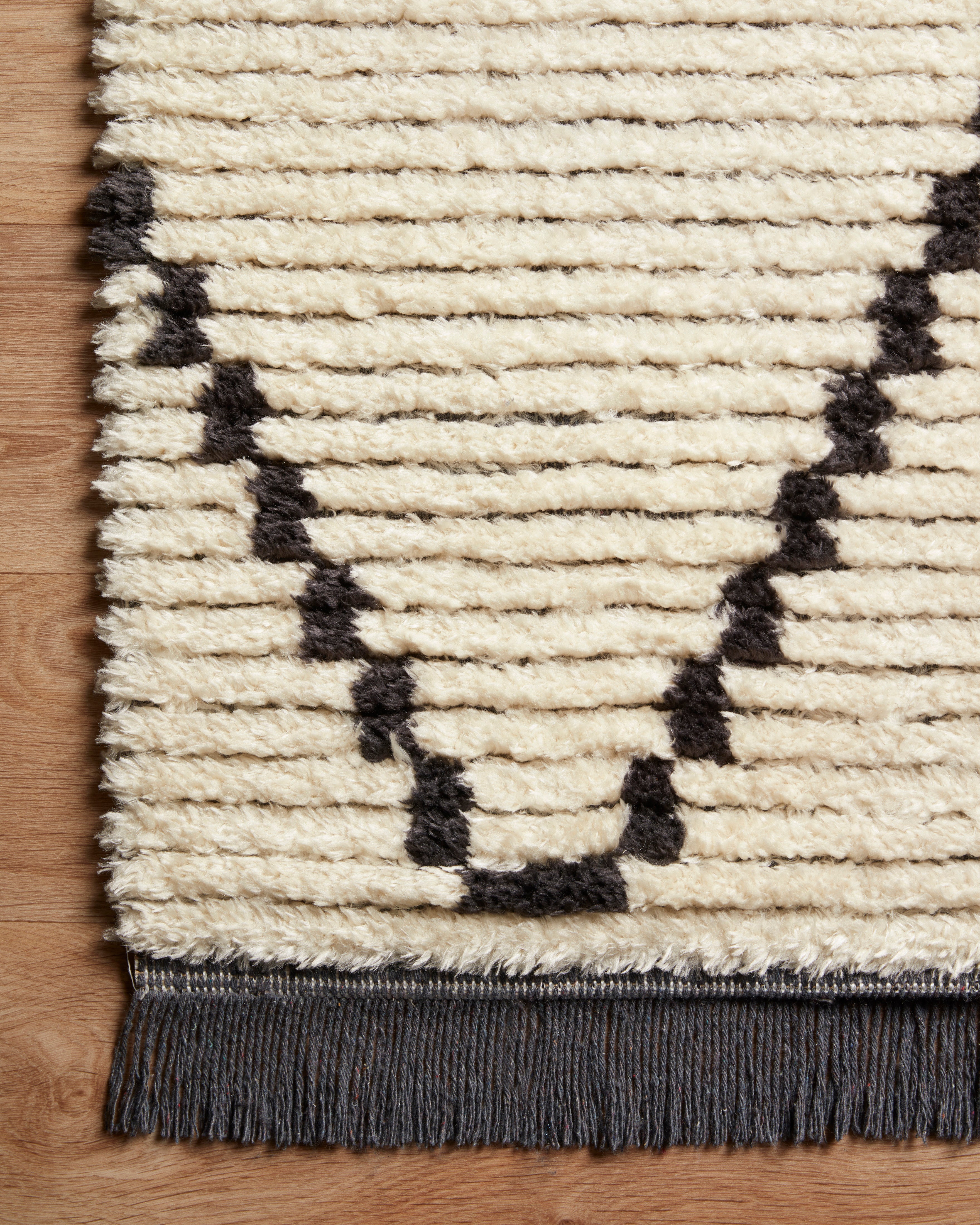 Chris Loves Julia x Loloi Alice Cream / Charcoal Diamond Rug RUGS - patterned Loloi
