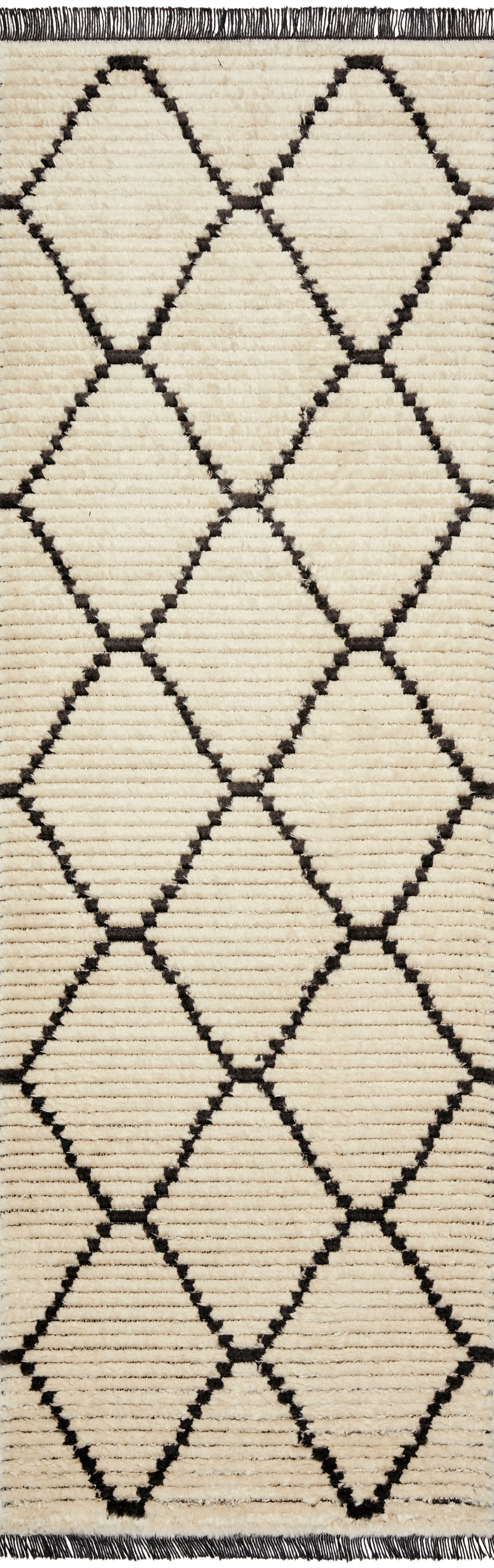 Chris Loves Julia x Loloi Alice Cream / Charcoal Diamond Rug RUGS - patterned Loloi