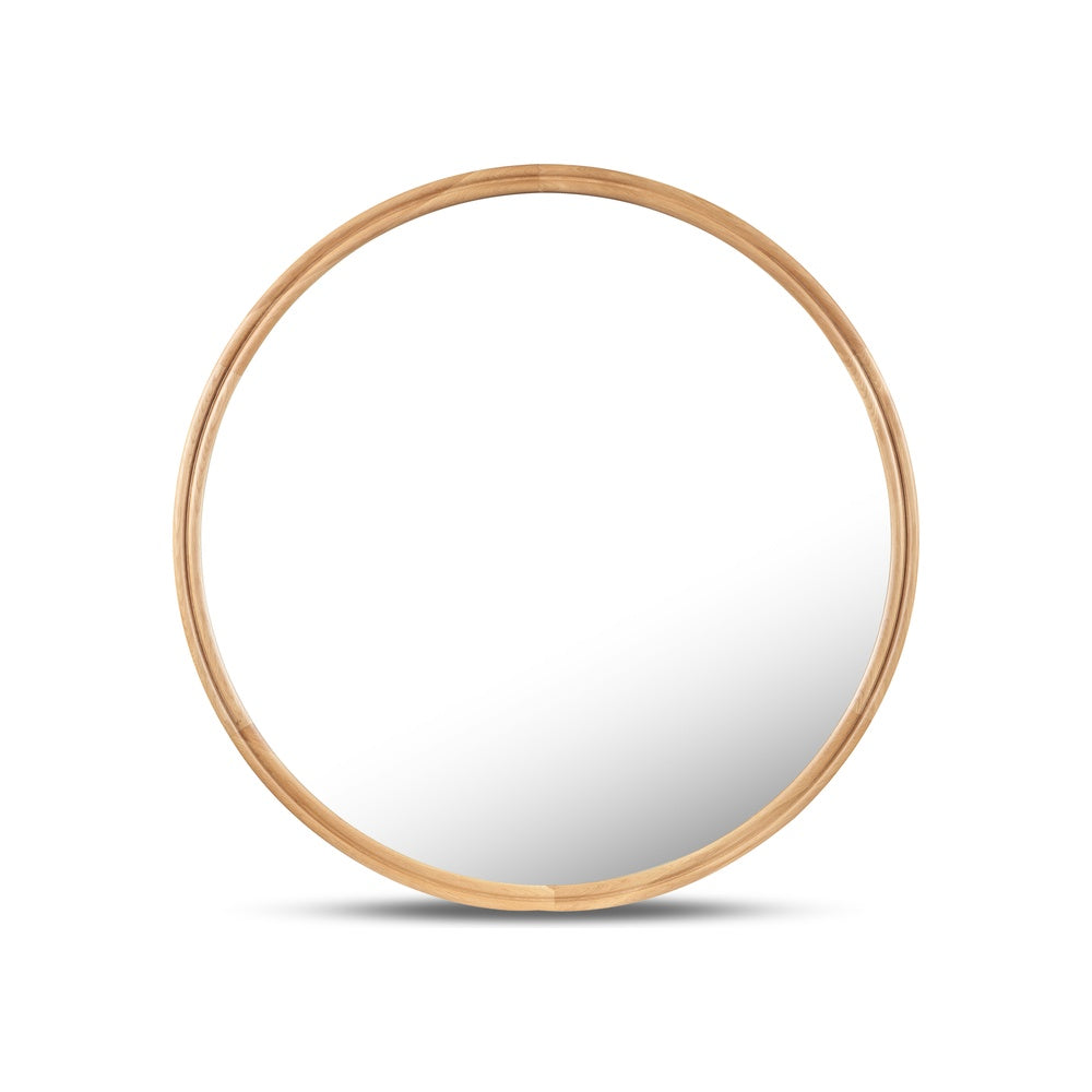 Alban Round Mirror MIRROR - wall mirror Moe's Furniture Oak Small