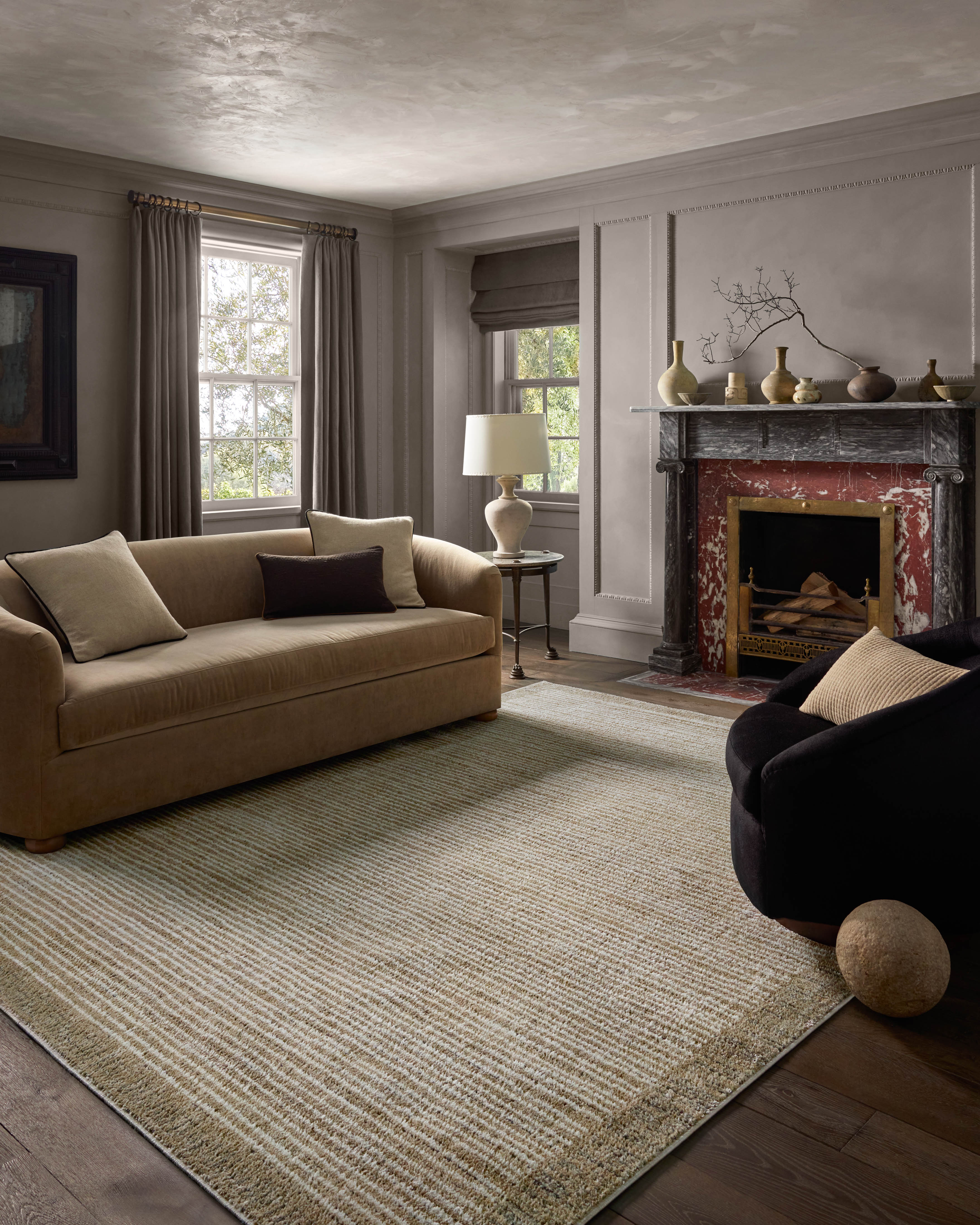 Jeremiah Brent x Loloi Bleecker Sand / Charcoal Rug RUGS-geometric Loloi