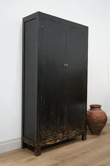 Billie Reclaimed Wood Armoire - Weathered Black 7 - FURNITURE - bookcase/cabinet Hauer Market
