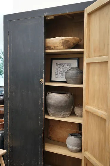 Billie Reclaimed Wood Armoire - Weathered Black 7 - FURNITURE - bookcase/cabinet Hauer Market