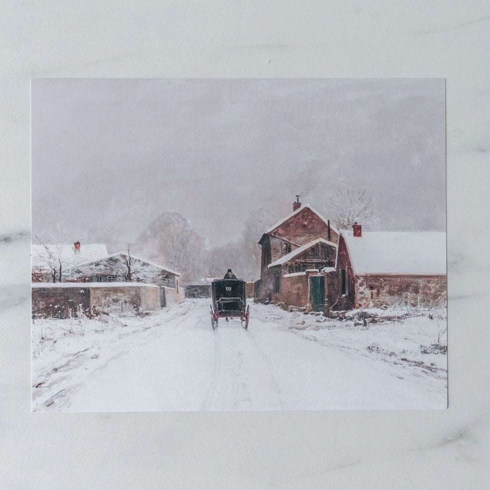 Snowy Path Vintage Art Print ARTWORK - print Pink Lemon Decor (Faire)