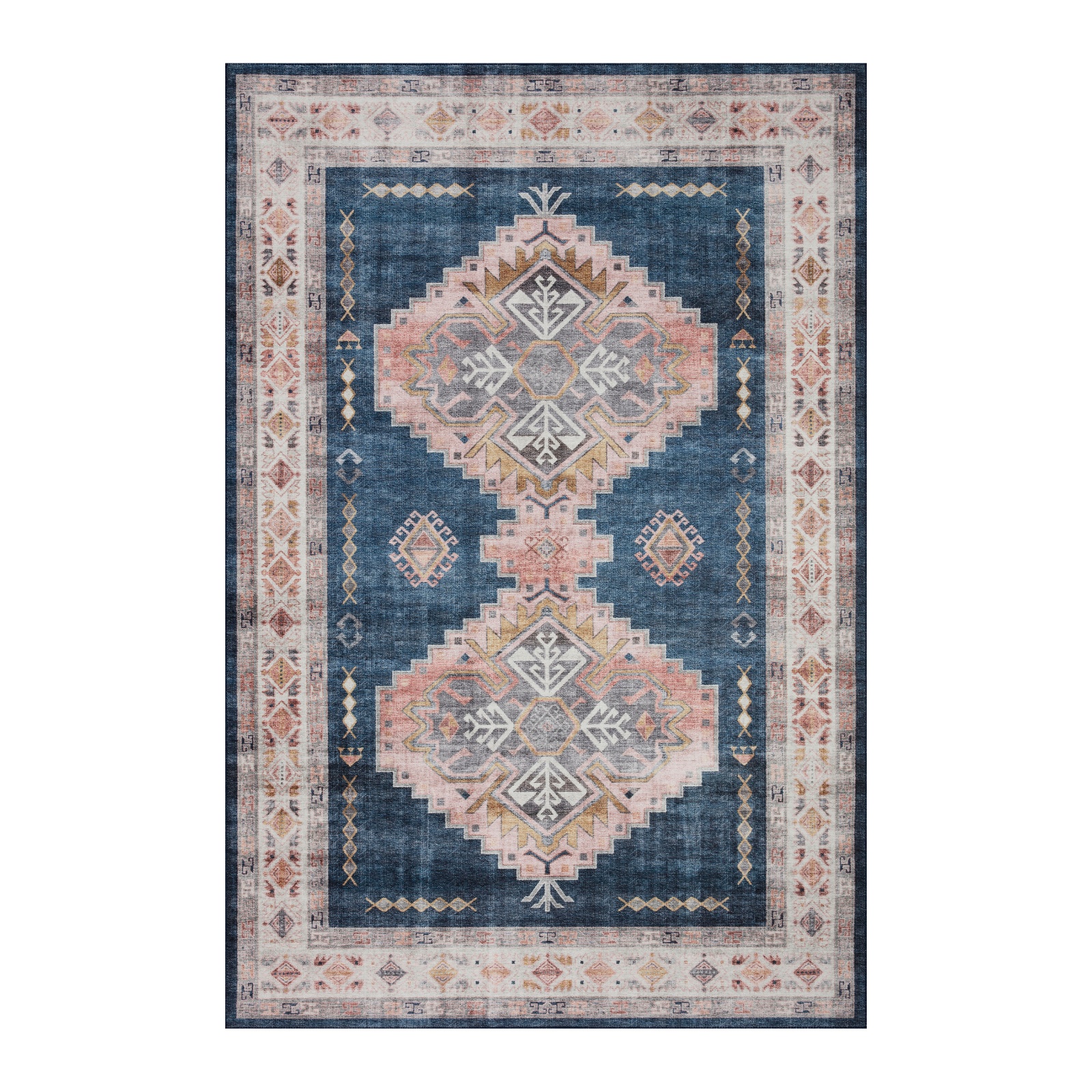 Loloi Heidi Denim / Blush Rug 1-RUGS-patterned Loloi
