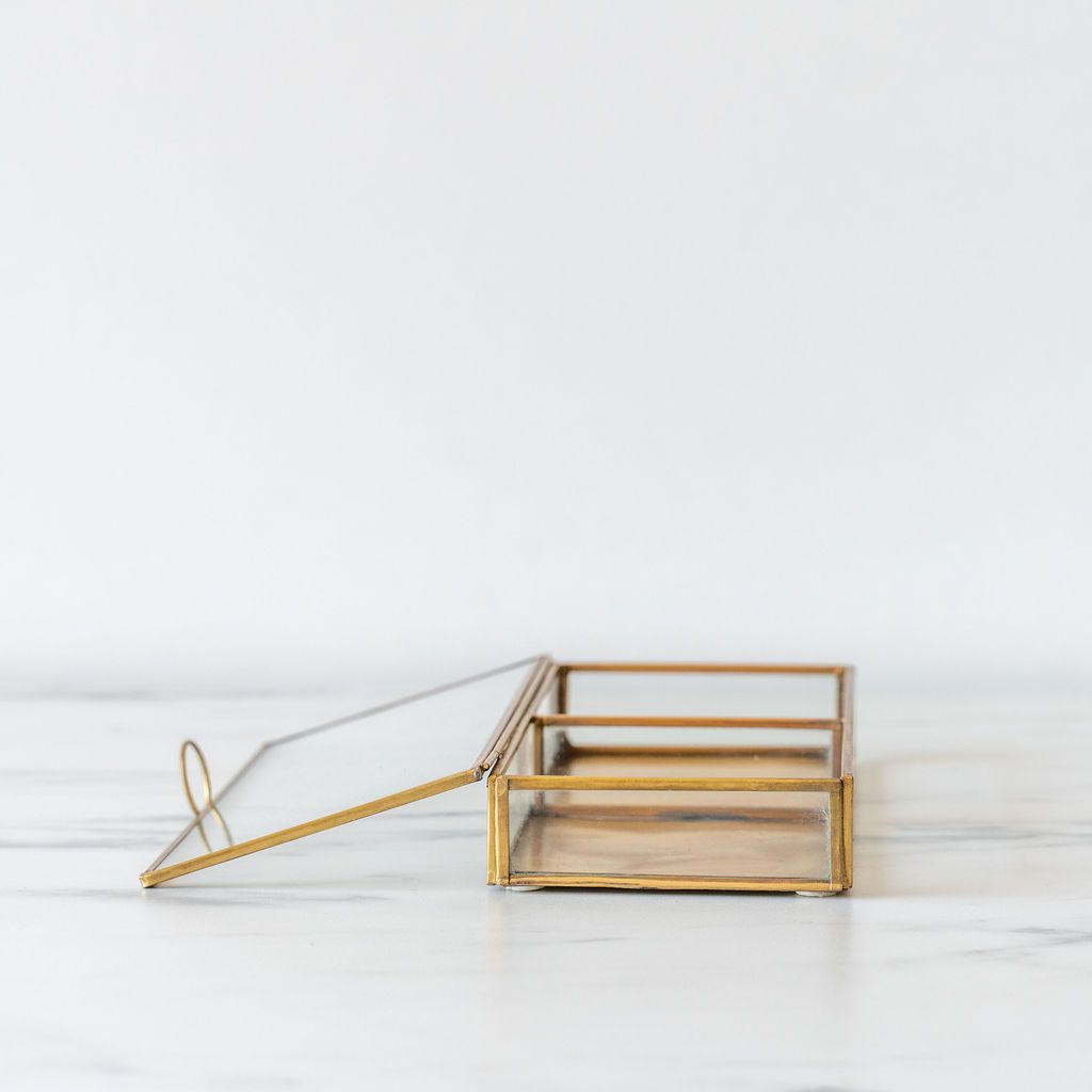 Glass & Brass Display Box decorative box Creative Co-op (DYA)
