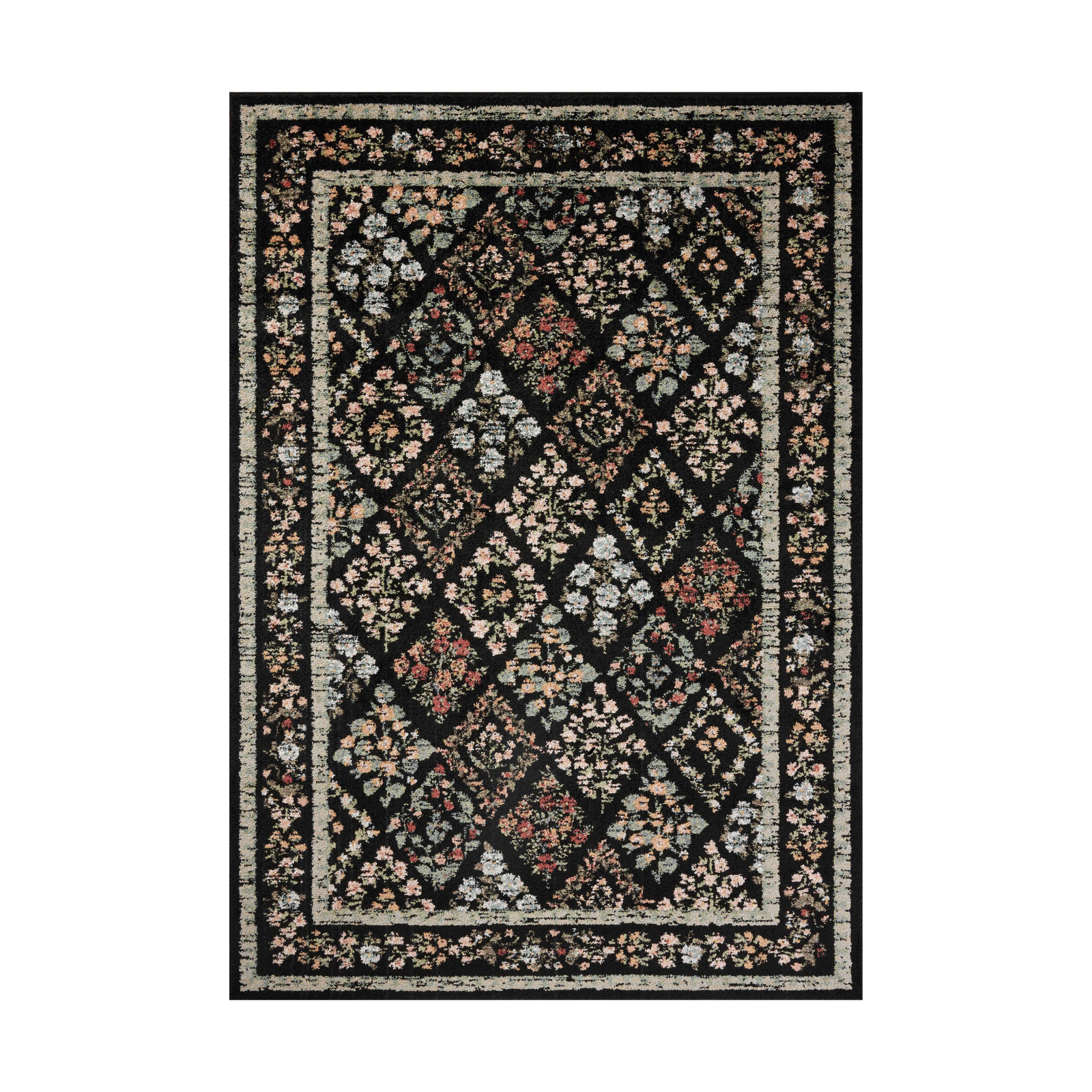 Rifle Paper Co. x Loloi Laurel Parquet Black Rug 0-RUGS-patterned Loloi