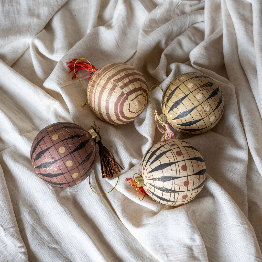 Round Paper Mache Ornament with Tassel CHRISTMAS 2023 Creative Co-op (DYA)