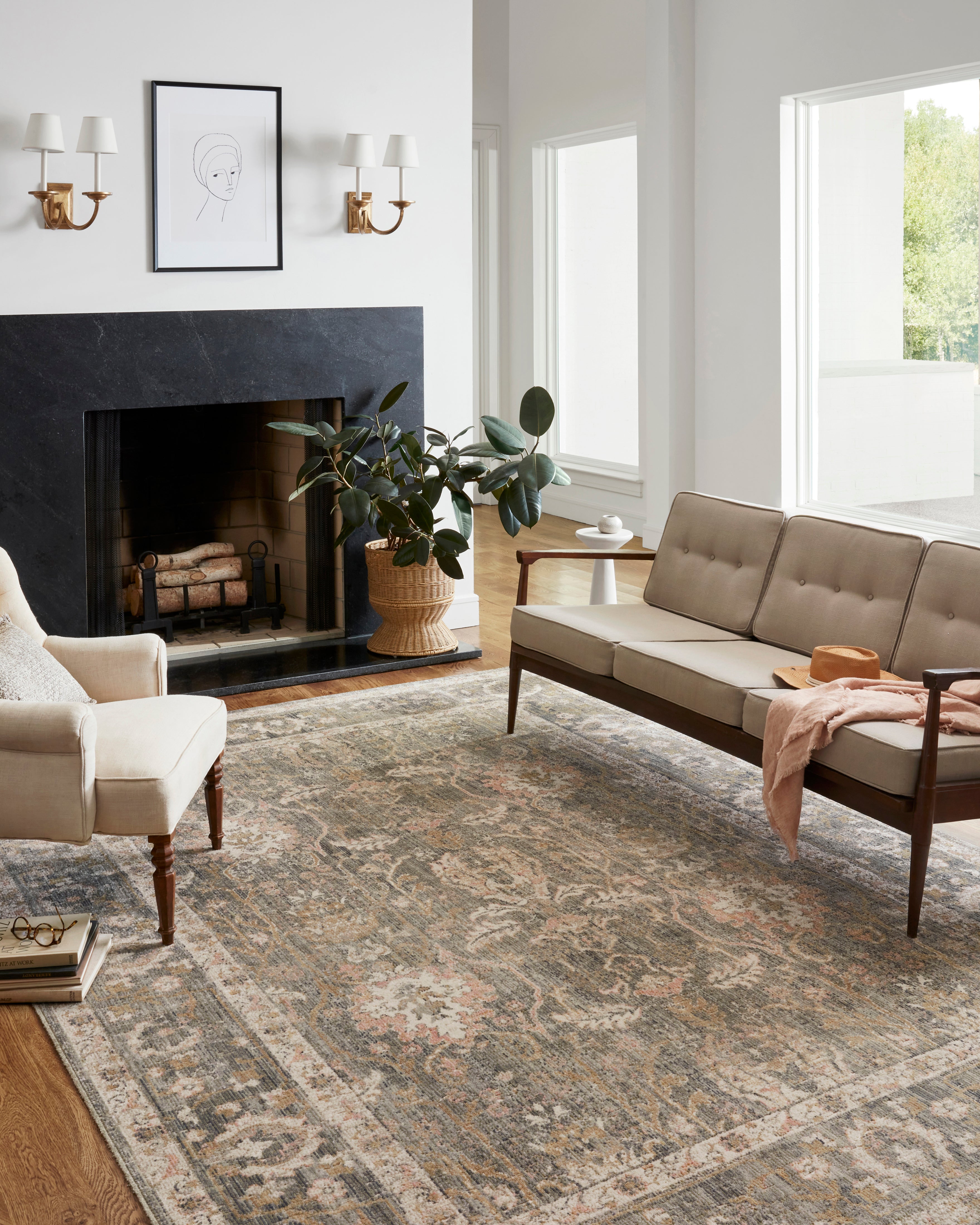 Chris Loves Julia x Loloi Rosemarie Sage / Blush Rug RUGS - patterned Loloi