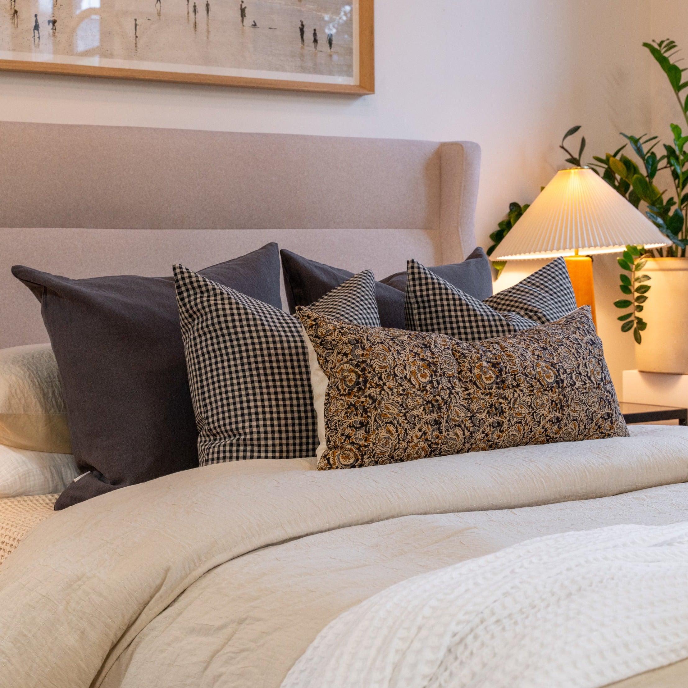 Aja Long Lumbar Pillow Cover 1 - PILLOWS - block print - neutral Rug & Weave Pillows