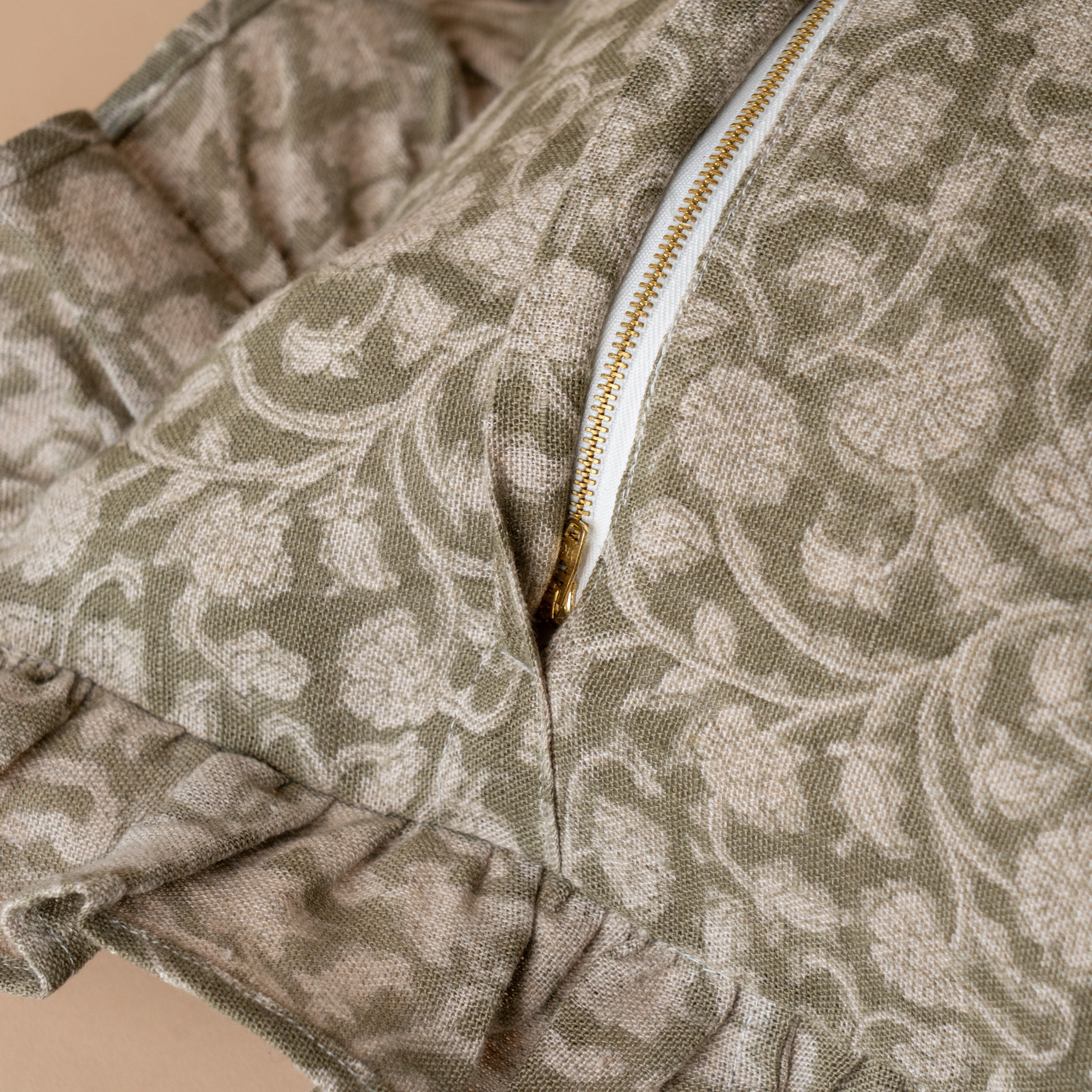 Olivia Block Print Ruffle Pillow Cover 1 - PILLOWS - Block print - neutral ORNA HOUSE