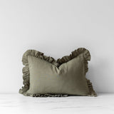 Sage Linen Ruffle Pillow Cover 3 - PILLOWS - linen - cool Rug & Weave Pillows