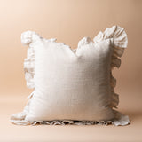 Oatmeal Ruffle Pillow Cover