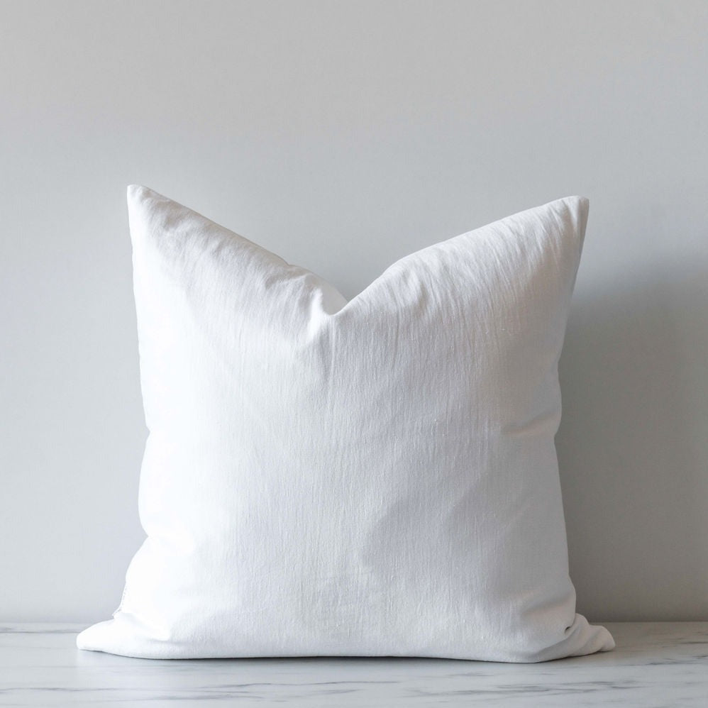 White Linen Pillow Cover 1 - PILLOWS - linen - neutral Rug & Weave Pillows