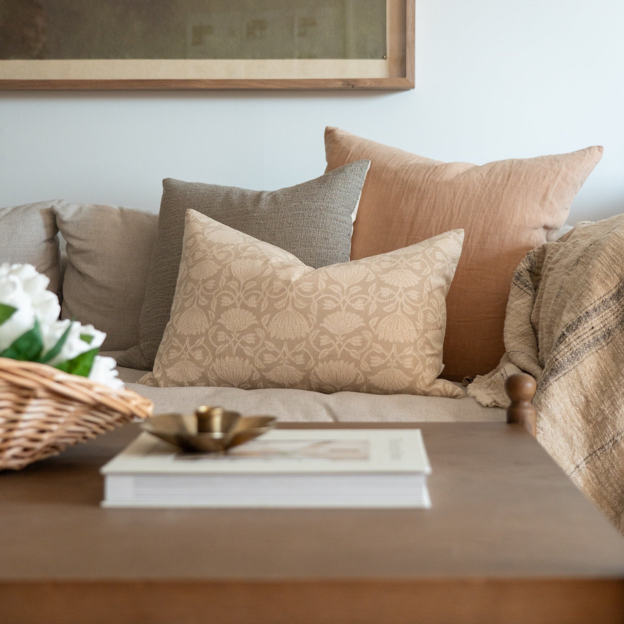 Lotus Pillow Cover 1 - PILLOWS - Thai - neutral Rug & Weave Pillows