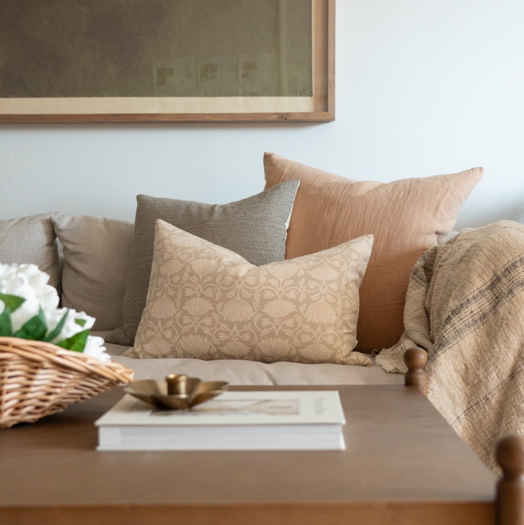 Lotus Pillow Cover 1 - PILLOWS - Thai - neutral Rug & Weave Pillows