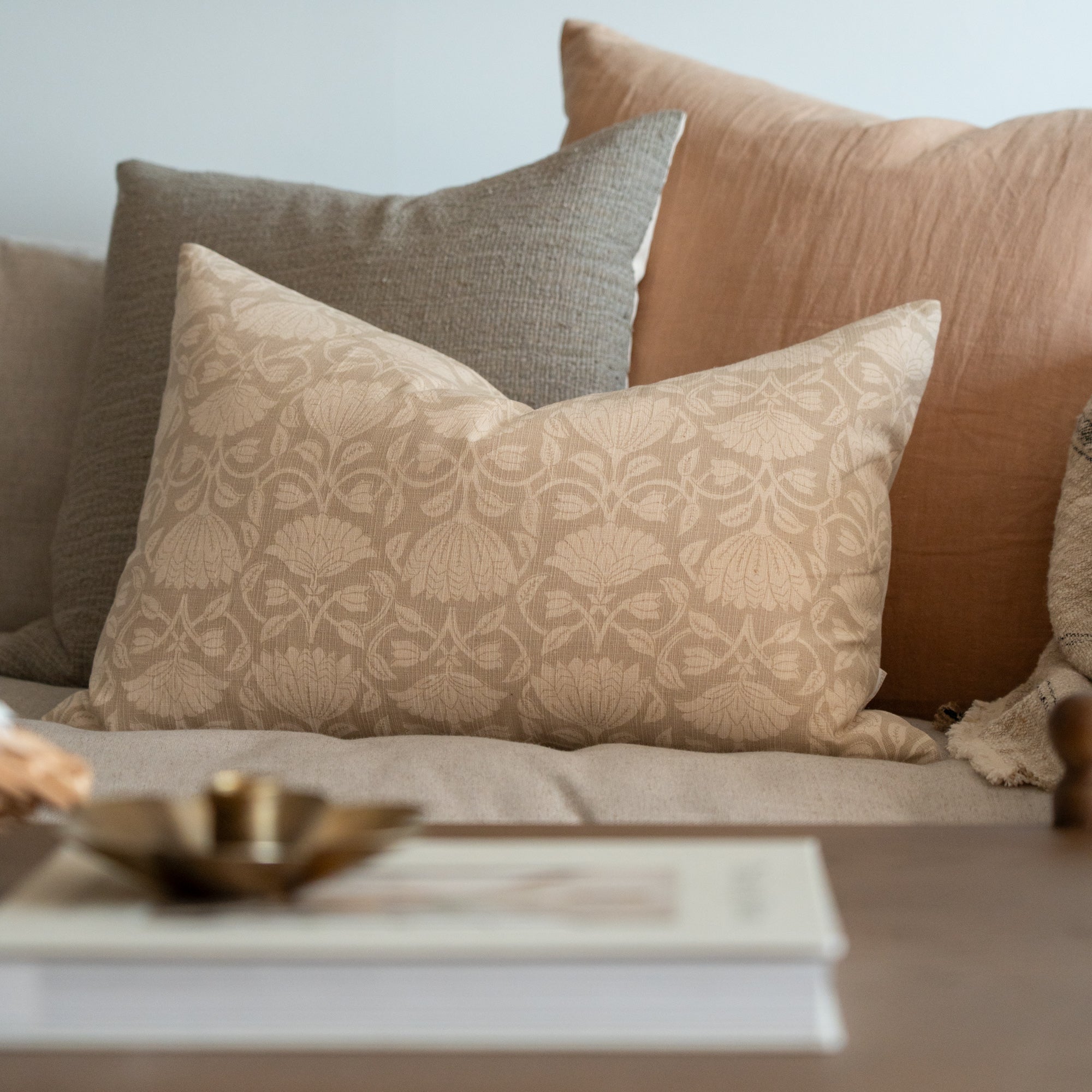 Lotus Pillow Cover 1 - PILLOWS - Thai - neutral Rug & Weave Pillows