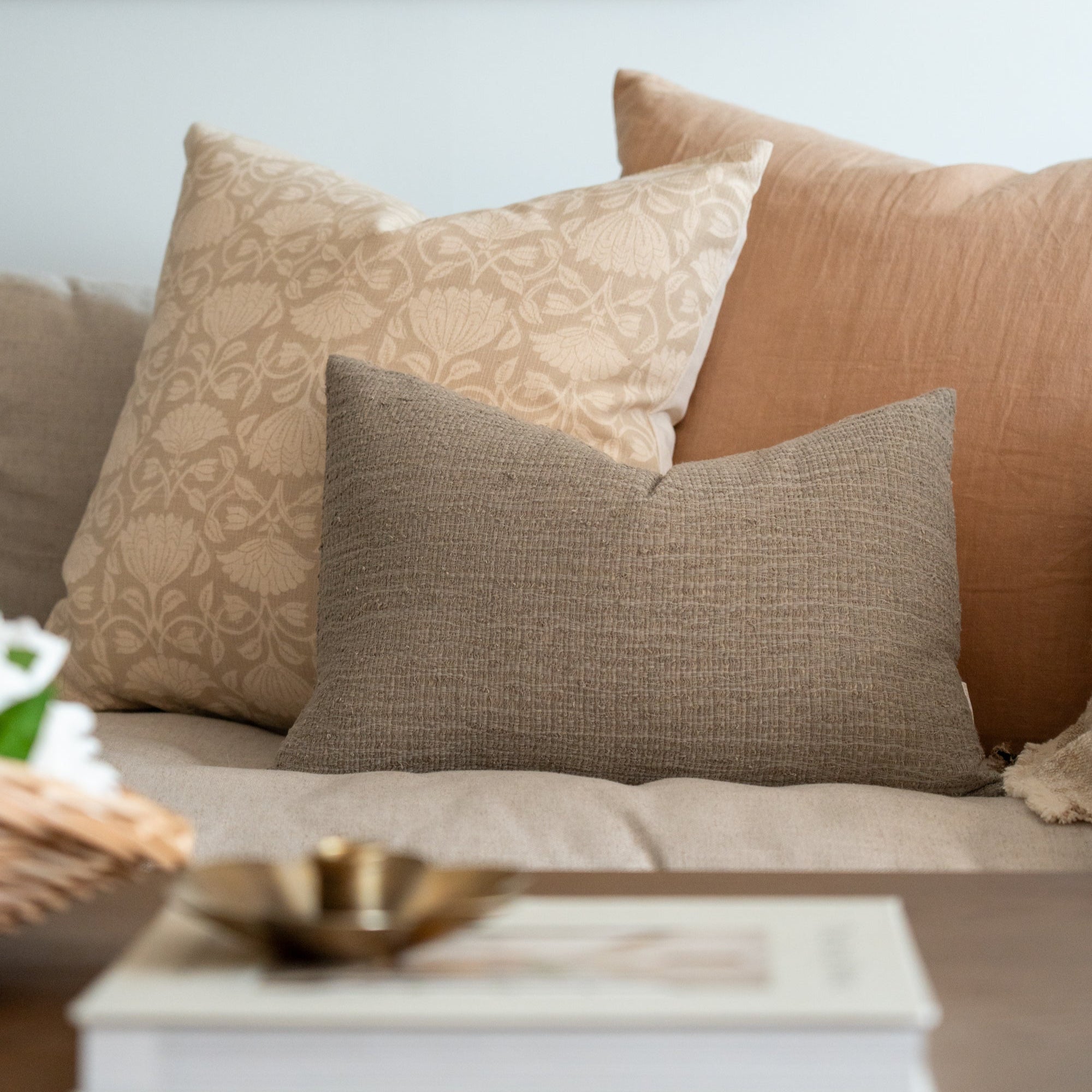 Lotus Pillow Cover 1 - PILLOWS - Thai - neutral Rug & Weave Pillows