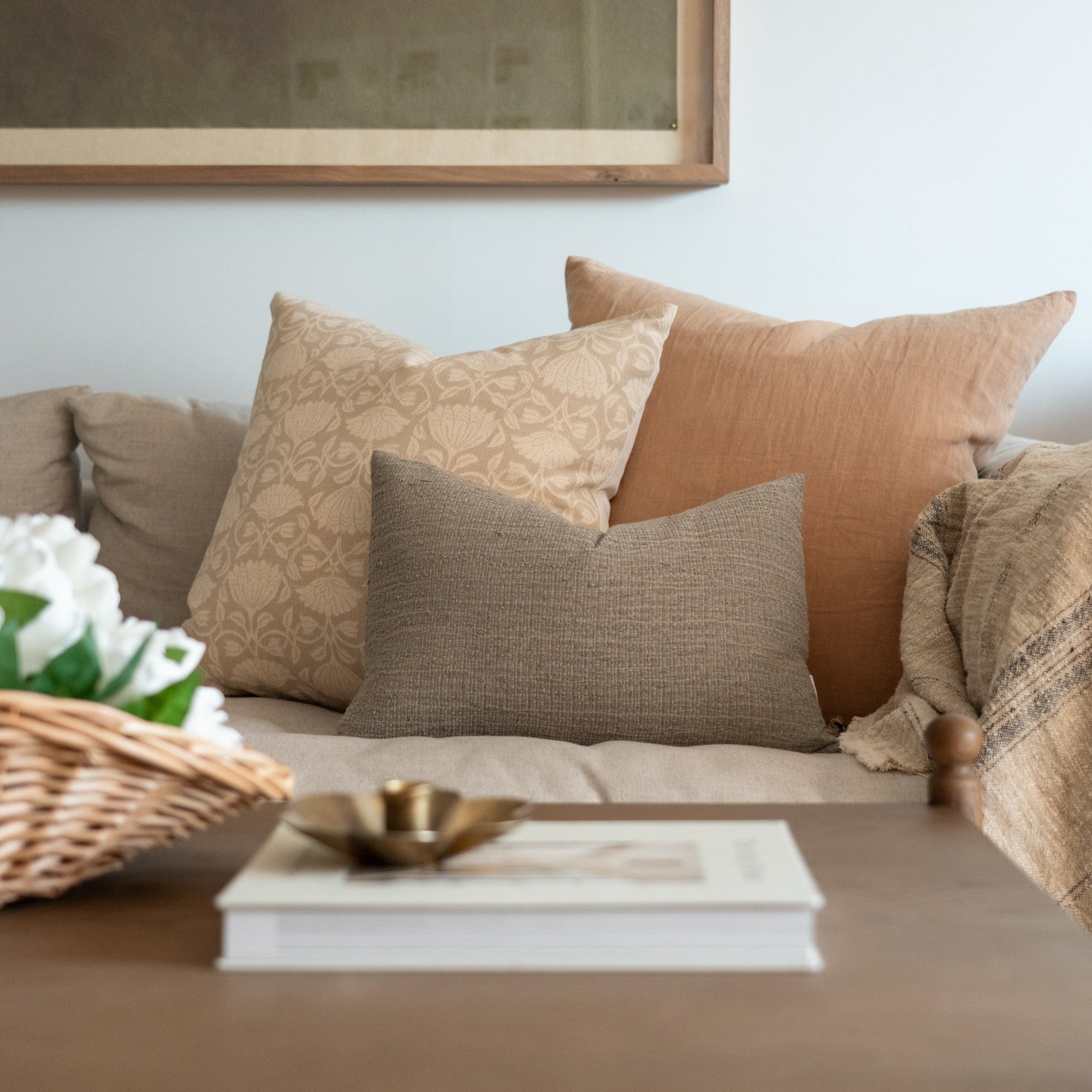 Lotus Pillow Cover 1 - PILLOWS - Thai - neutral Rug & Weave Pillows