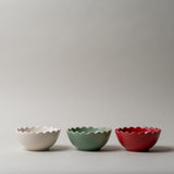 White Stoneware Scallop Edge Bowl