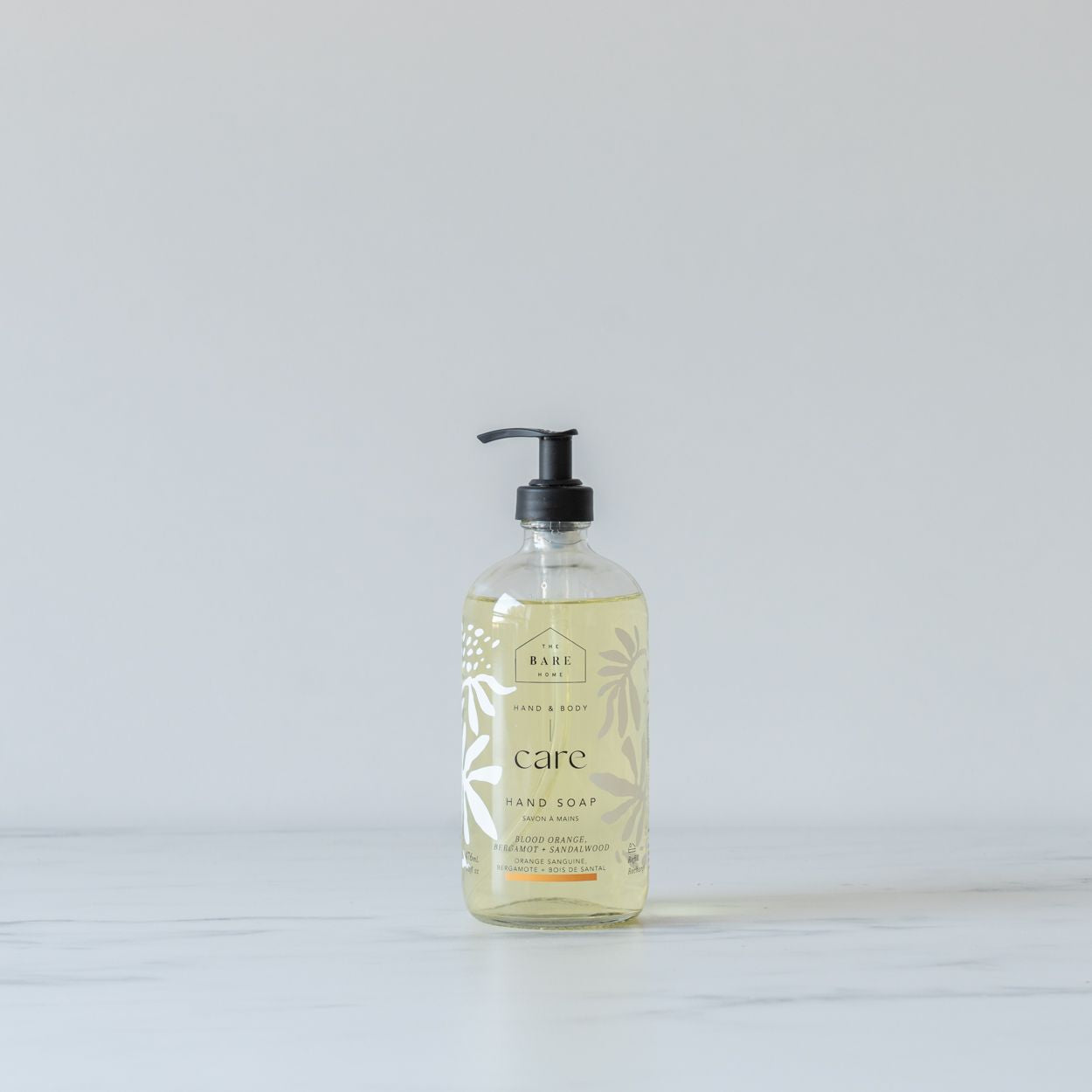 Blood Orange, Bergamot & Sandalwood Hand Soap In Glass Bottle hand soap The Bare Home (DYA)