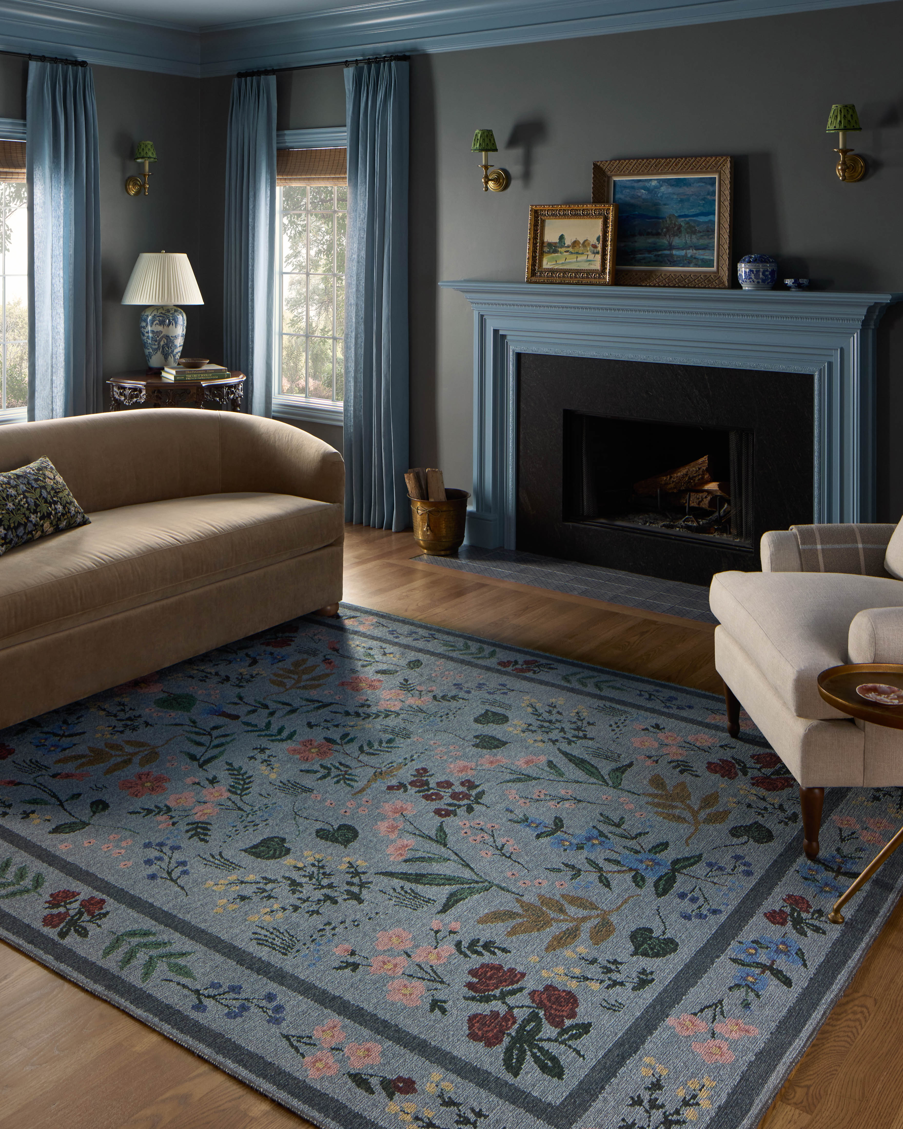 Rifle Paper Co. x Loloi Wildwood Blue Rug RUGS-patterned Loloi