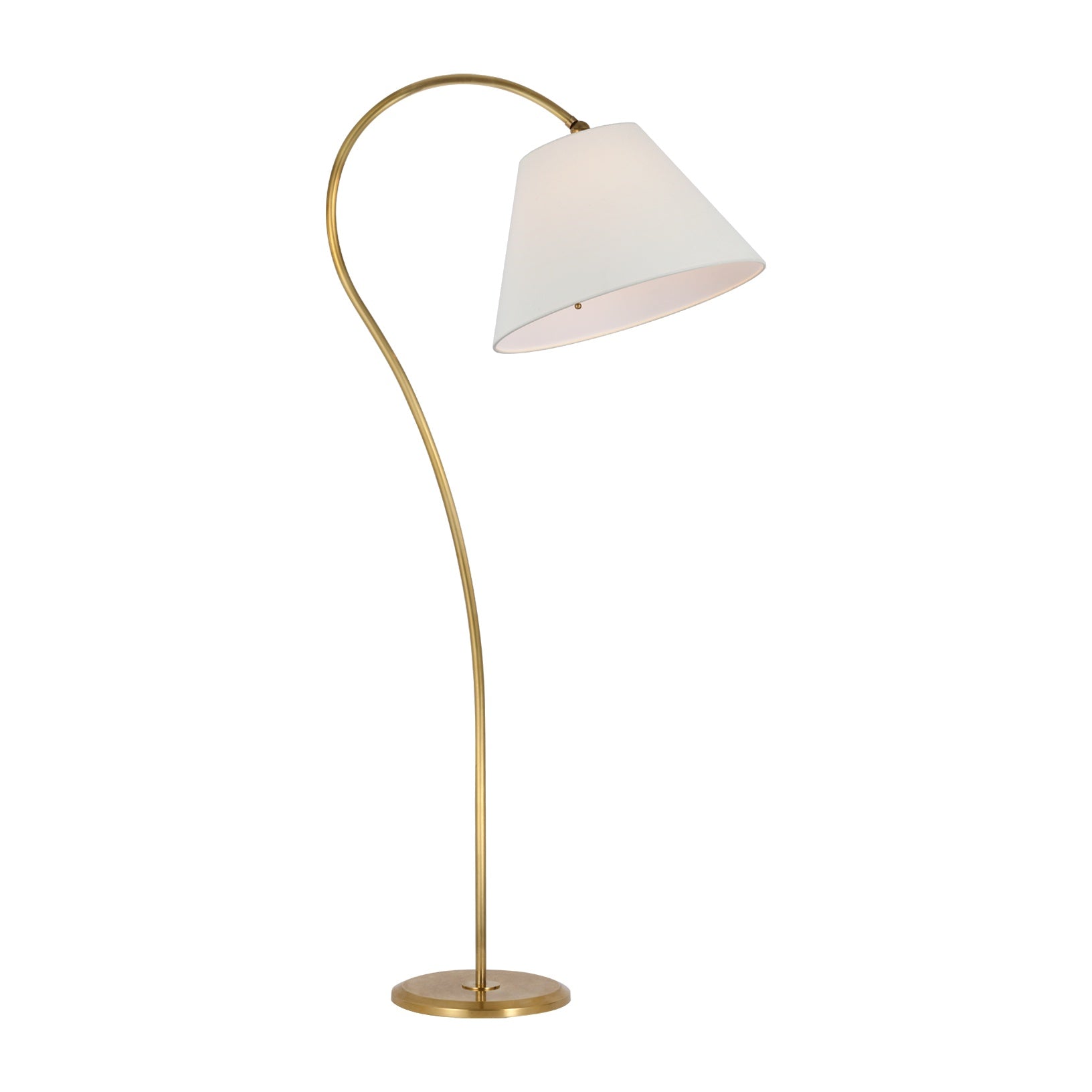 Dume Large Arched Floor Lamp LIGHTING - floor lamp Visual Comfort Hand-Rubbed Antique Brass 8" x 18" x 12" Linen