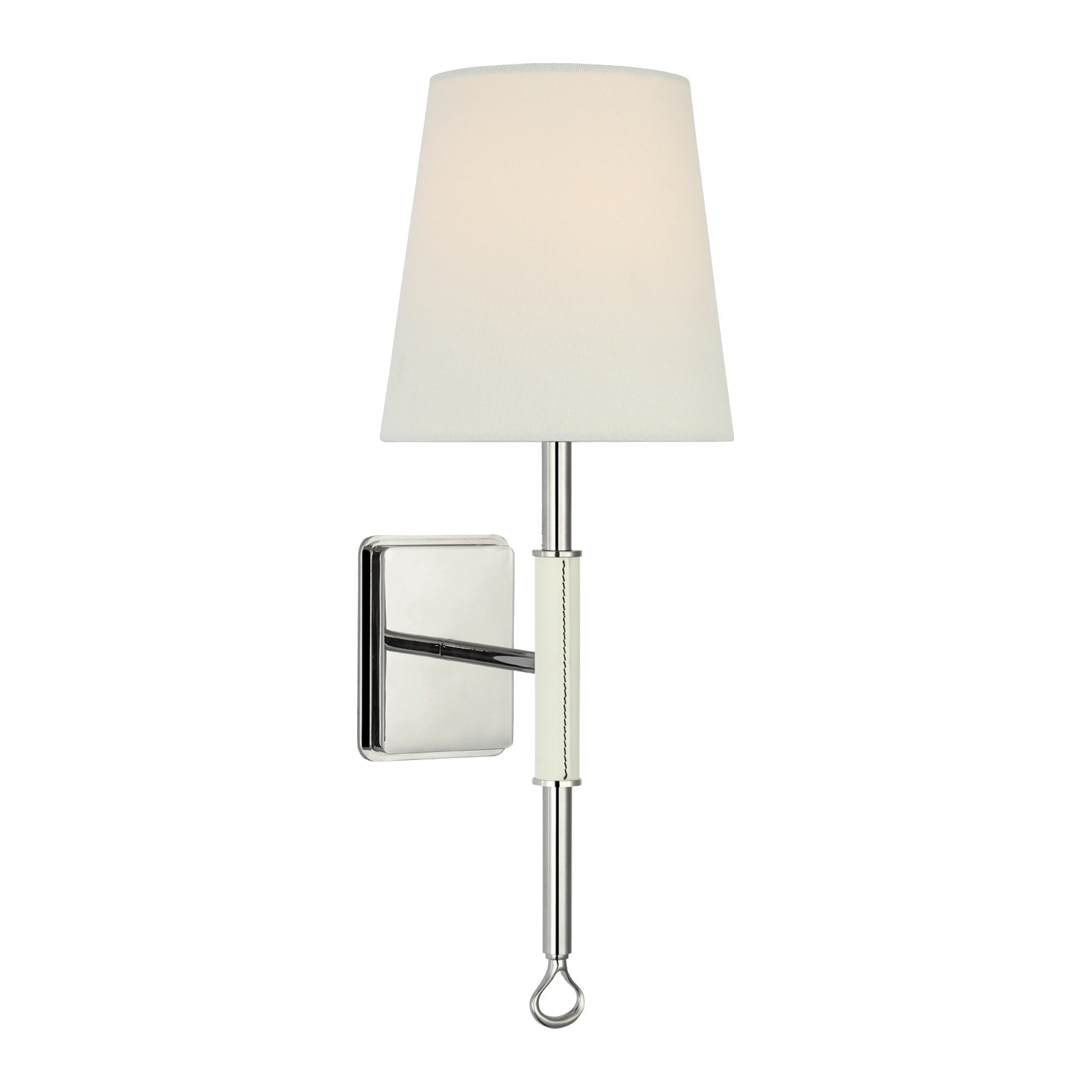 Griffin Sconce LIGHTING - sconce Visual Comfort Polished Nickel and Parchment Leather