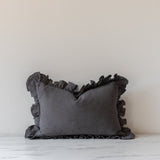 Charcoal Ruffle Pillow Cover 3 - PILLOWS - linen - cool Rug & Weave Pillows